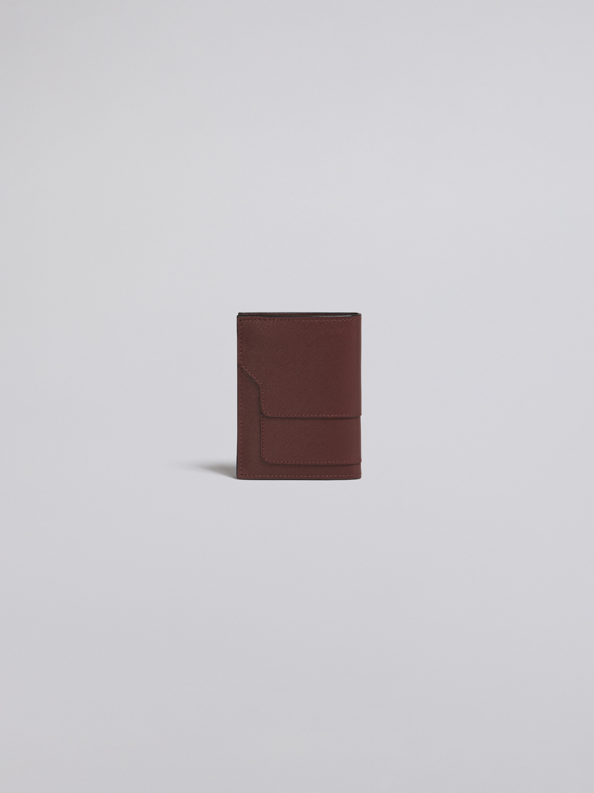Burgundy saffiano leather bi-fold wallet - Wallets - Image 3