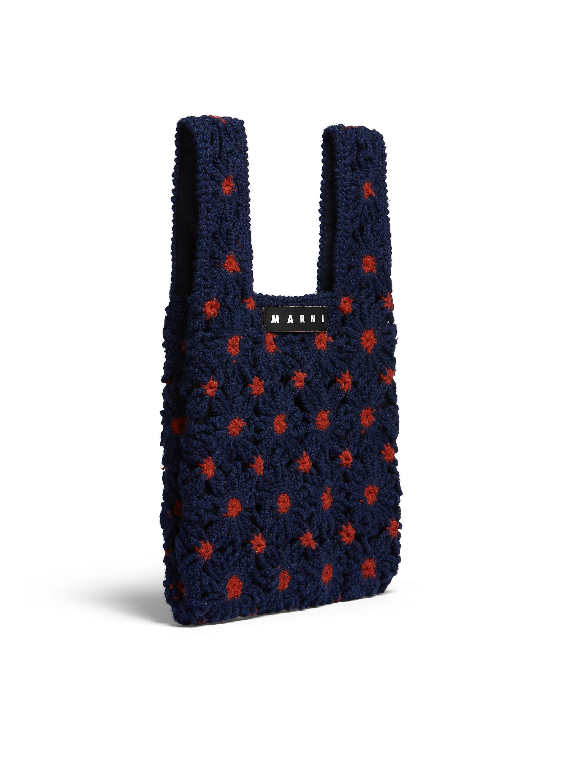 MARNI MARKET FISH bag in blue and red crochet - Shopping Bags - Image 2