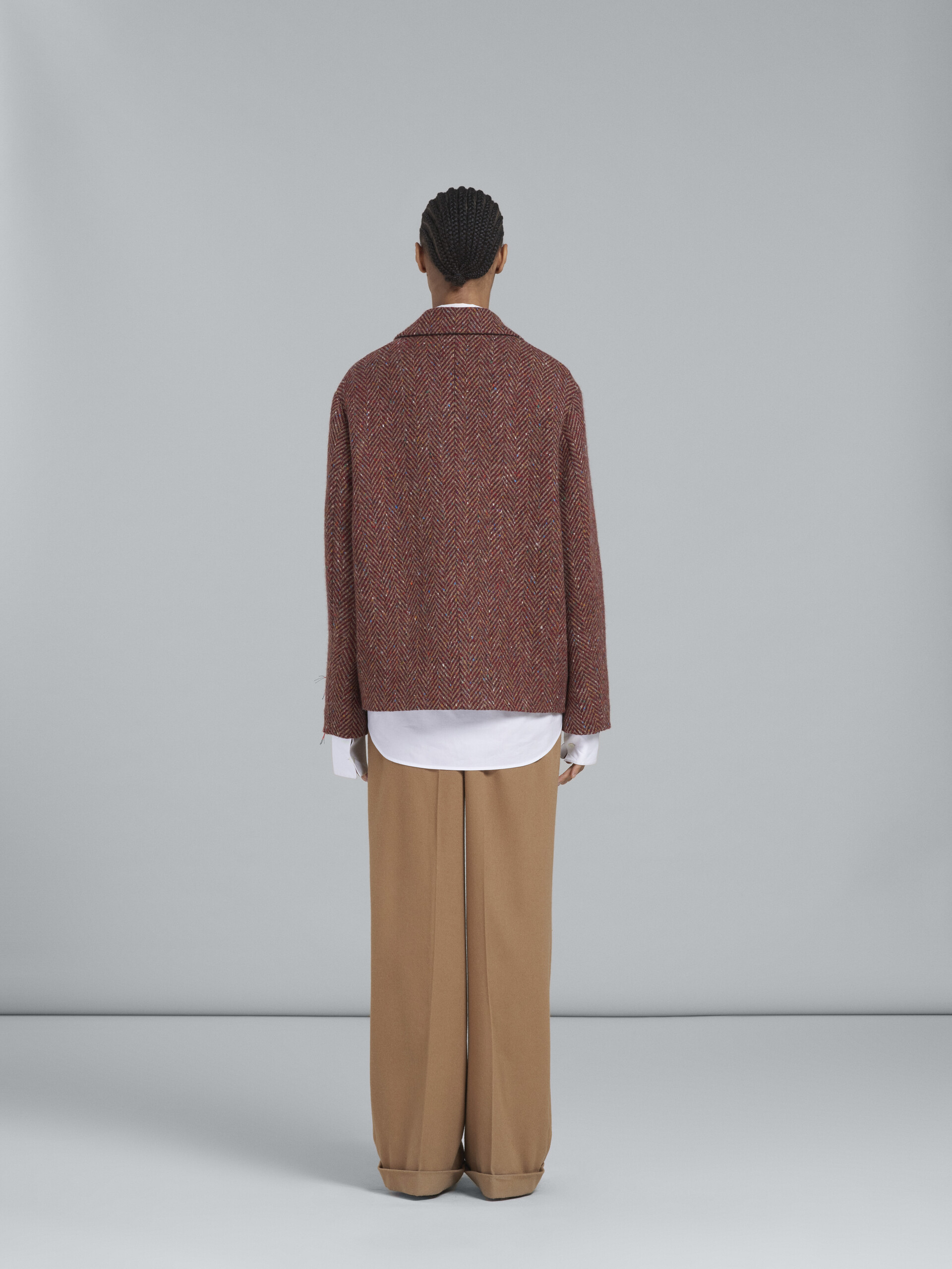 Burgundy wool chevron jacket - Jackets - Image 3
