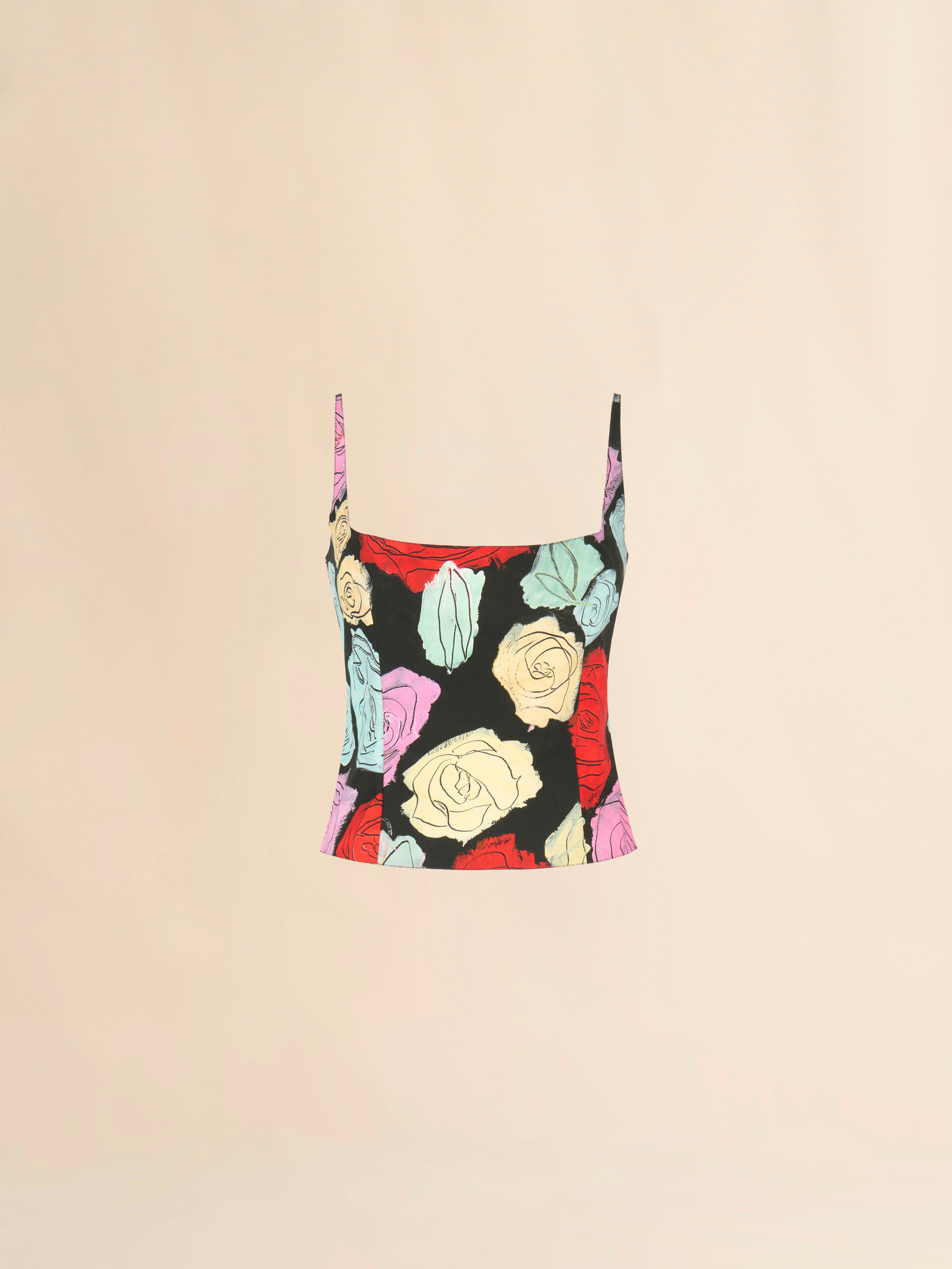 Black poplin sculpted top with Orion print - Shirts - Image 1