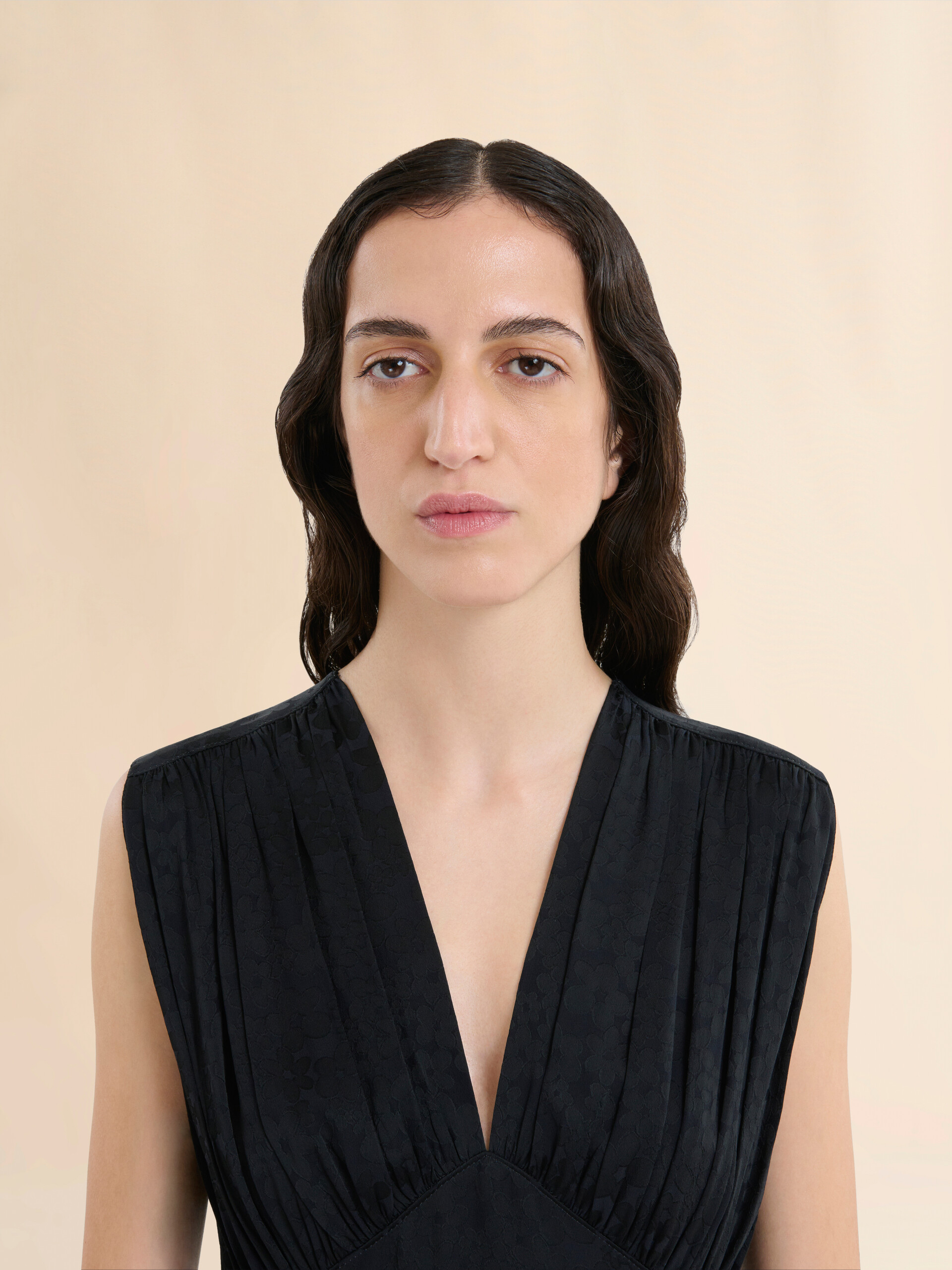 Black silk jacquard midi dress - Dresses - Image 4