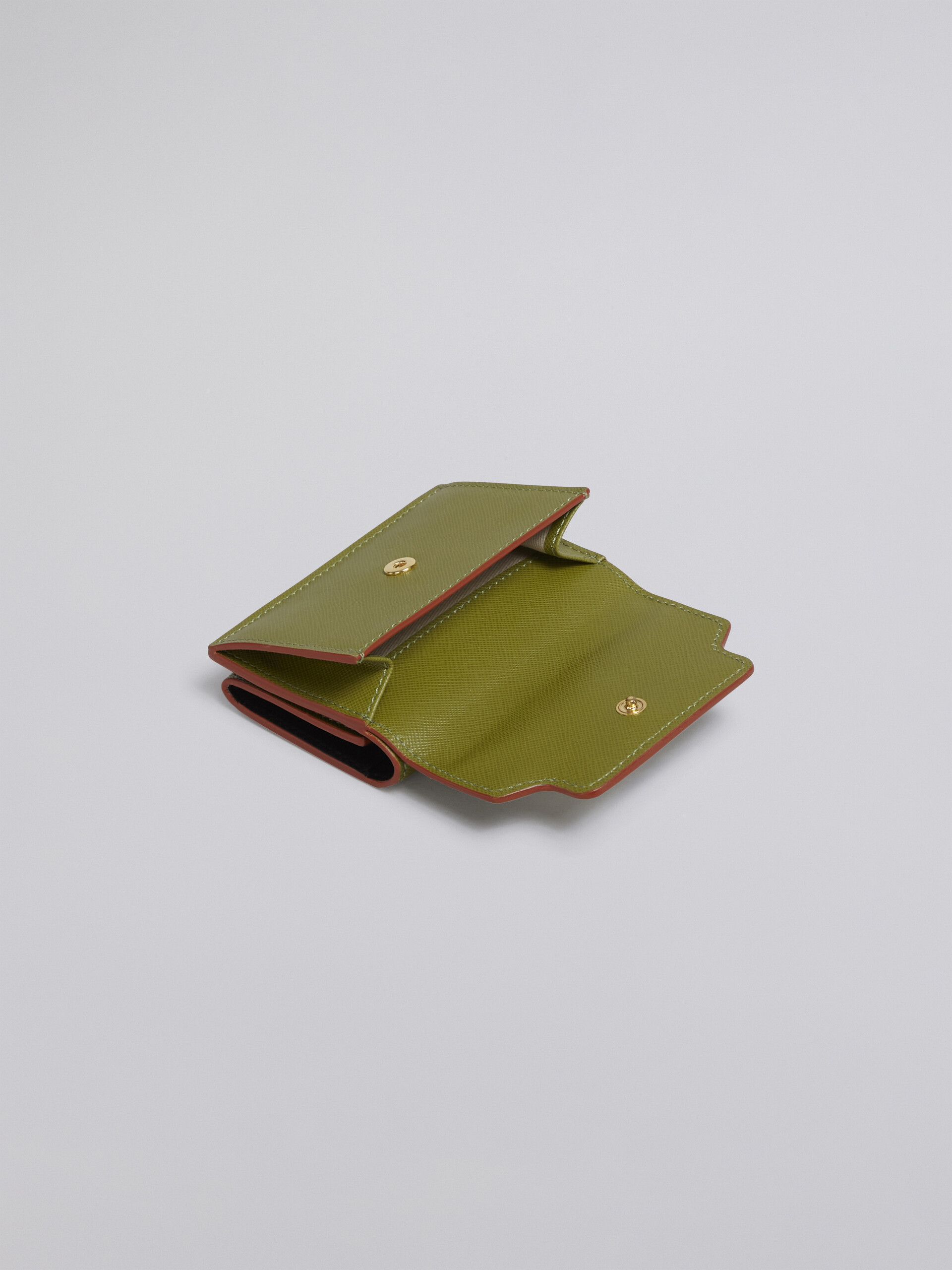 Green saffiano leather tri-fold wallet - Wallets - Image 5
