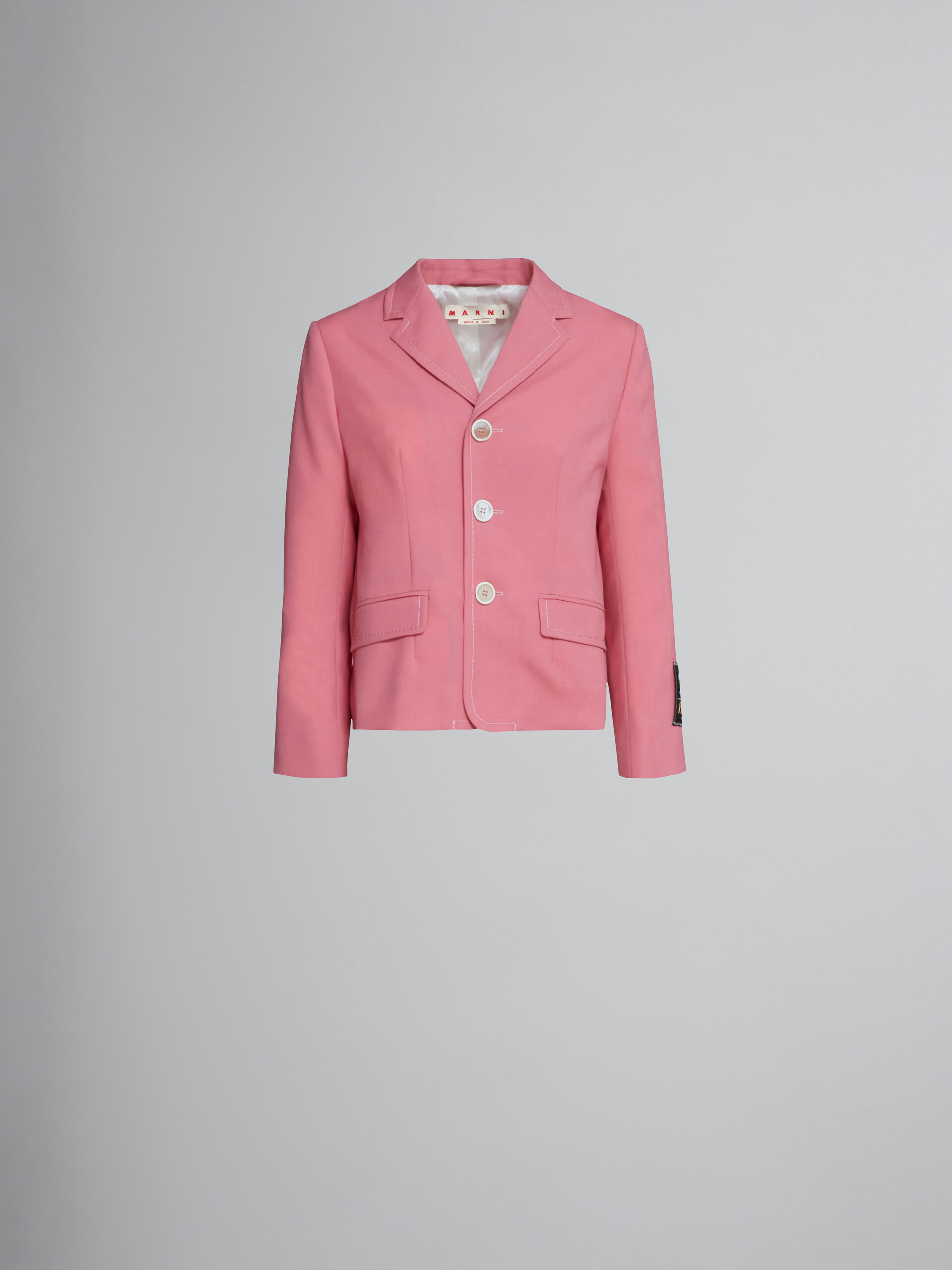 Baby pink baby jacket in tropical wool - Jackets - Image 1