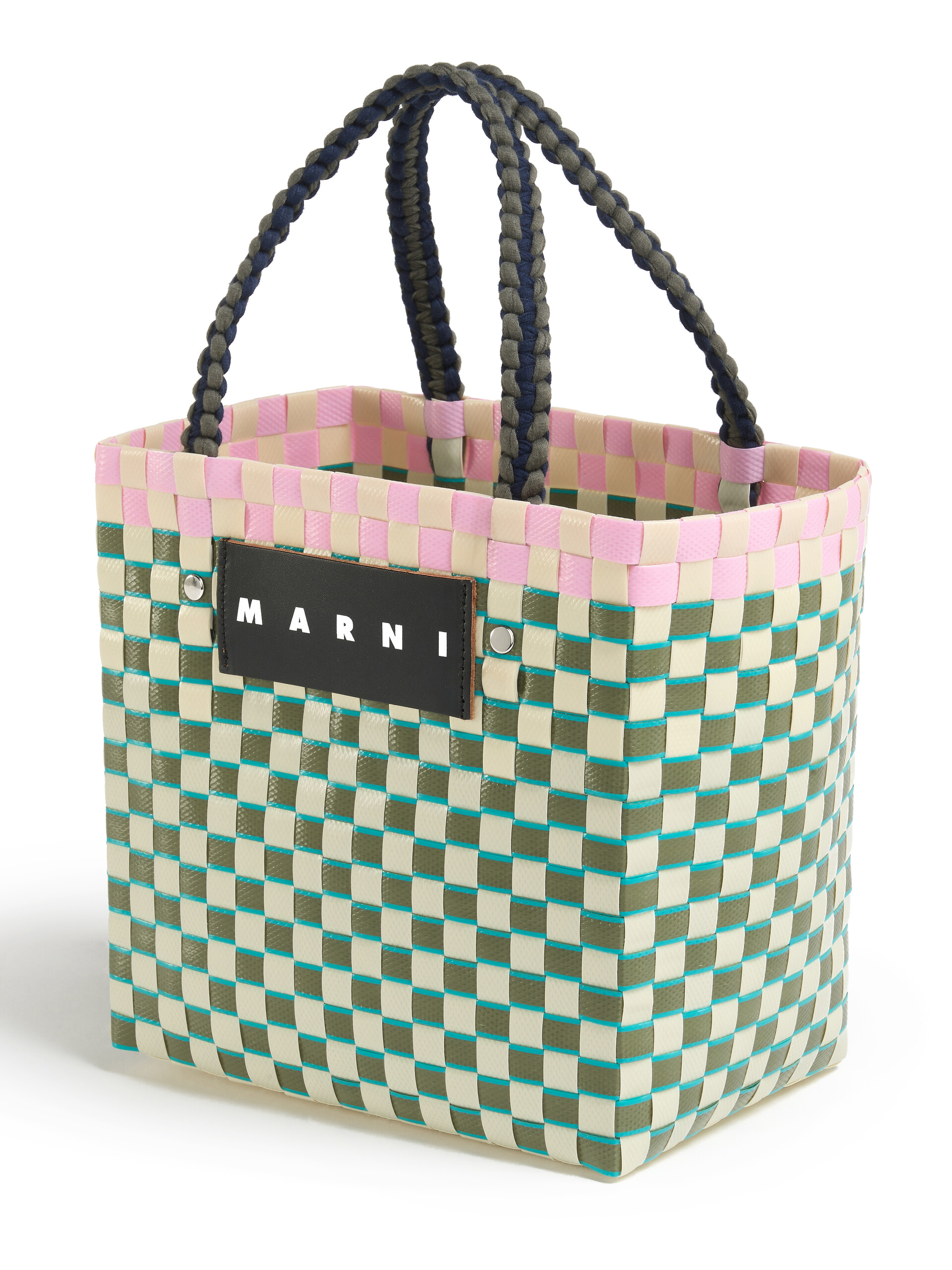 MARNI MARKET BASKET bag in light blue square woven material - Bags - Image 4