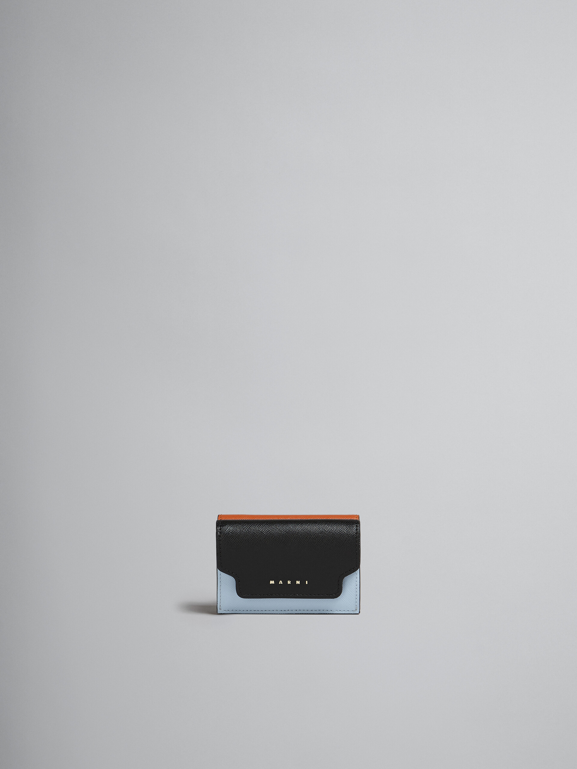 Black multicolour saffiano leather tri-fold wallet - Wallets - Image 1