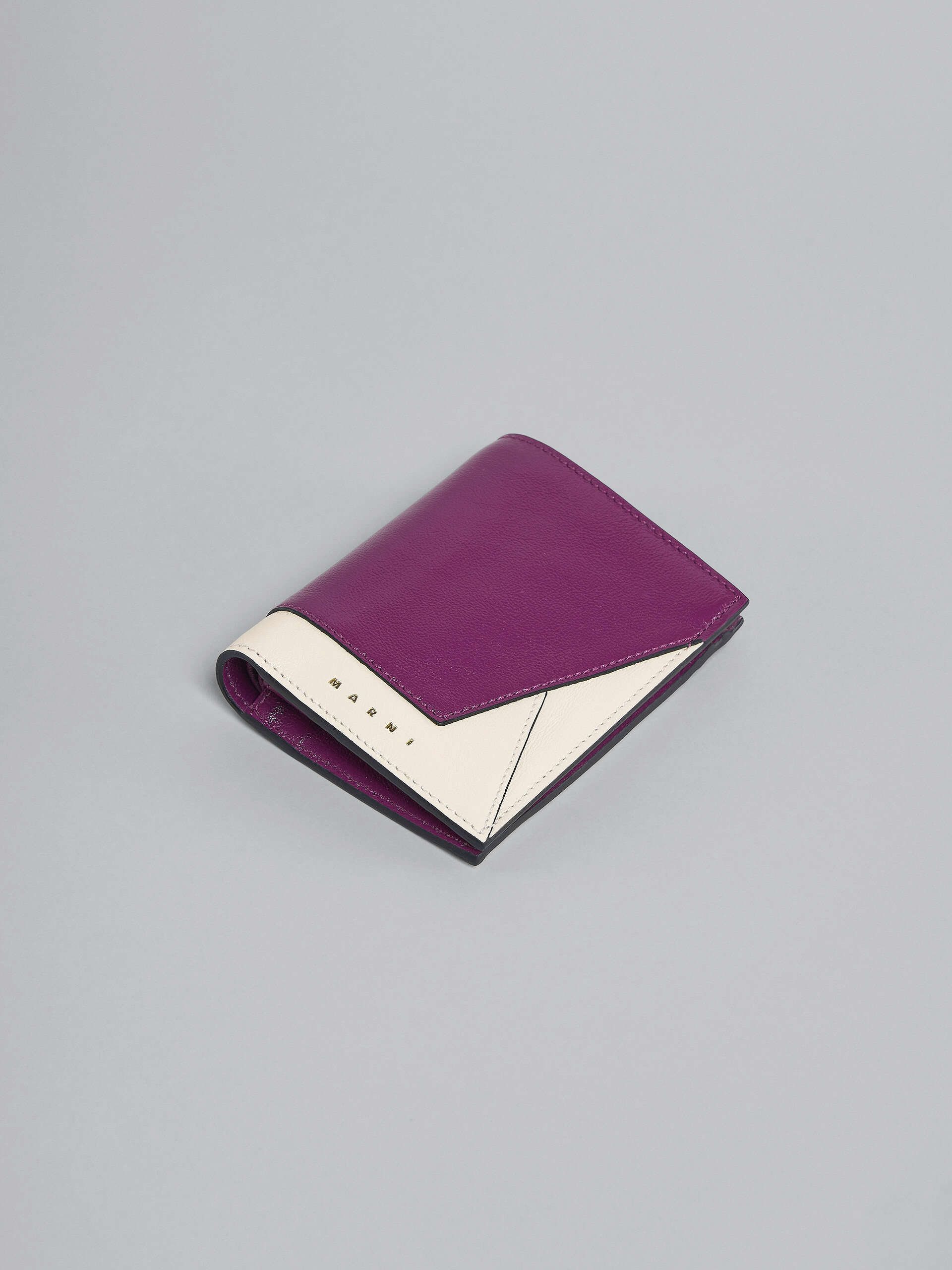 Purple and white leather bi-fold wallet - Wallets - Image 5