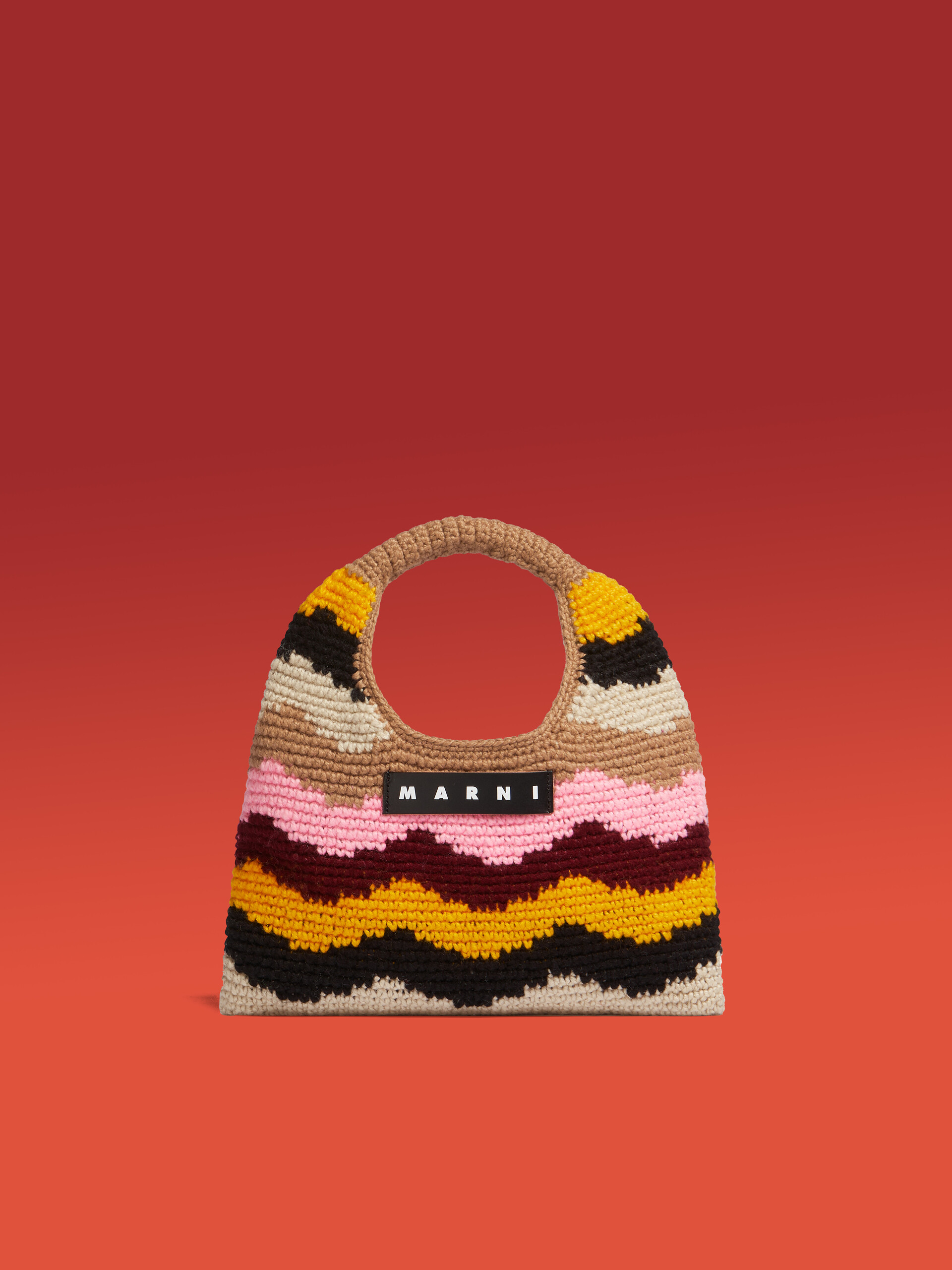 Mini brown multicoloured MARNI MARKET WAVES tech wool bag - Shopping Bags - Image 1