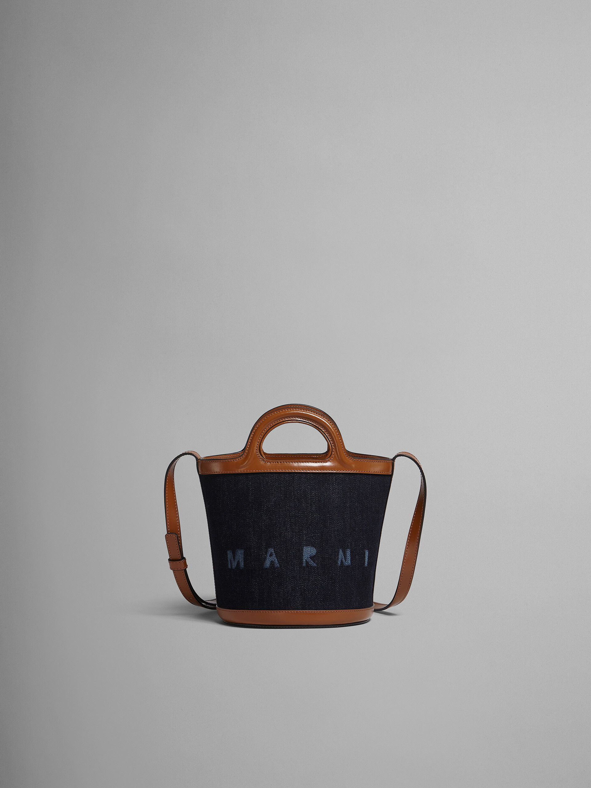 TROPICALIA mini bucket bag in denim and leather - Shoulder Bag - Image 1
