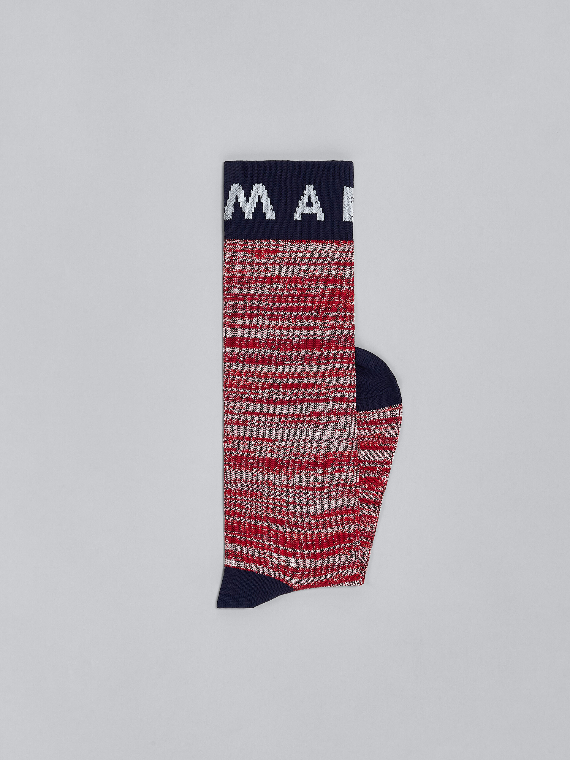 Red mouliné cotton and nylon socks - Socks - Image 2