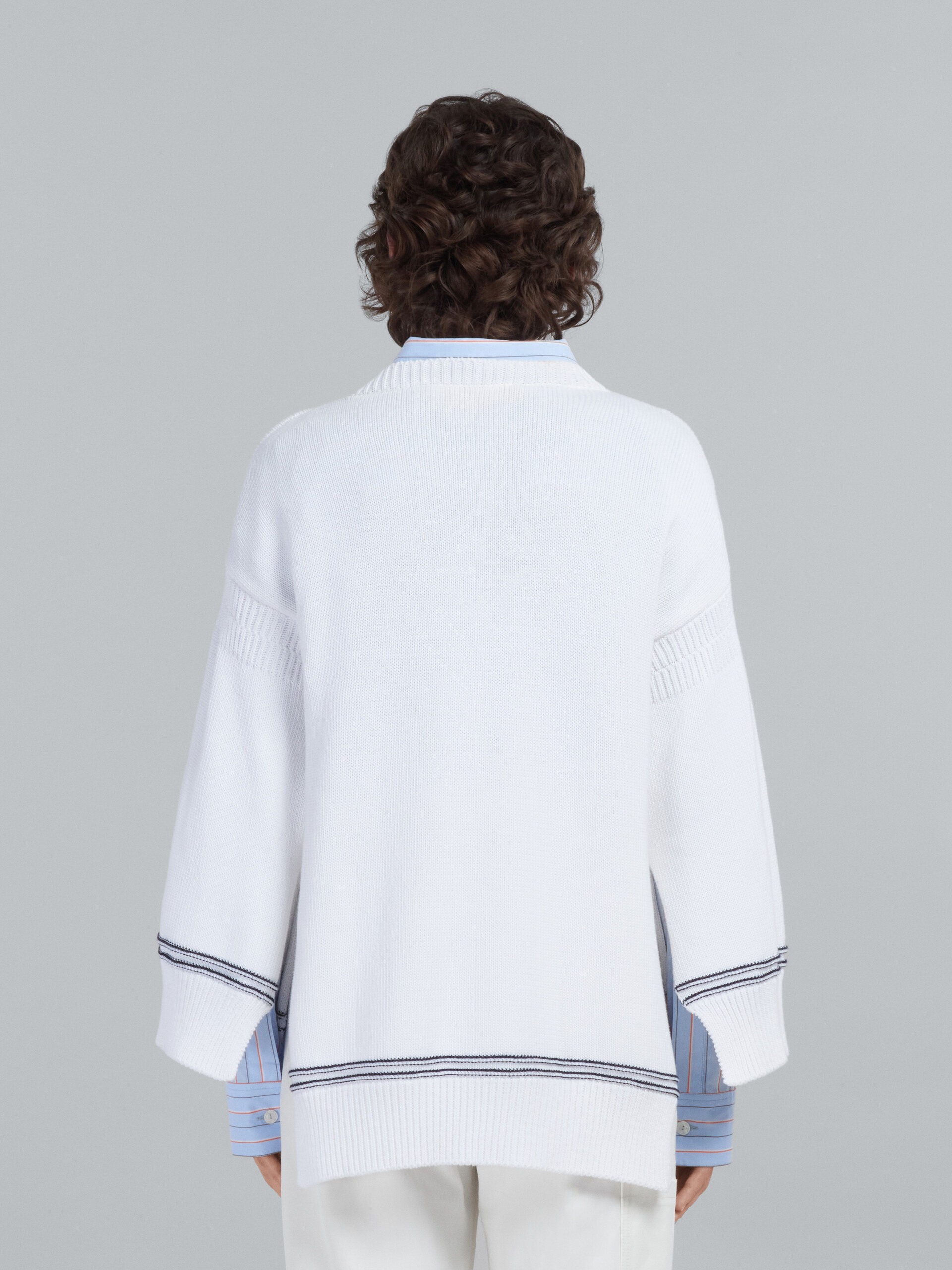 White cotton sweater with logo - Pullovers - Image 3