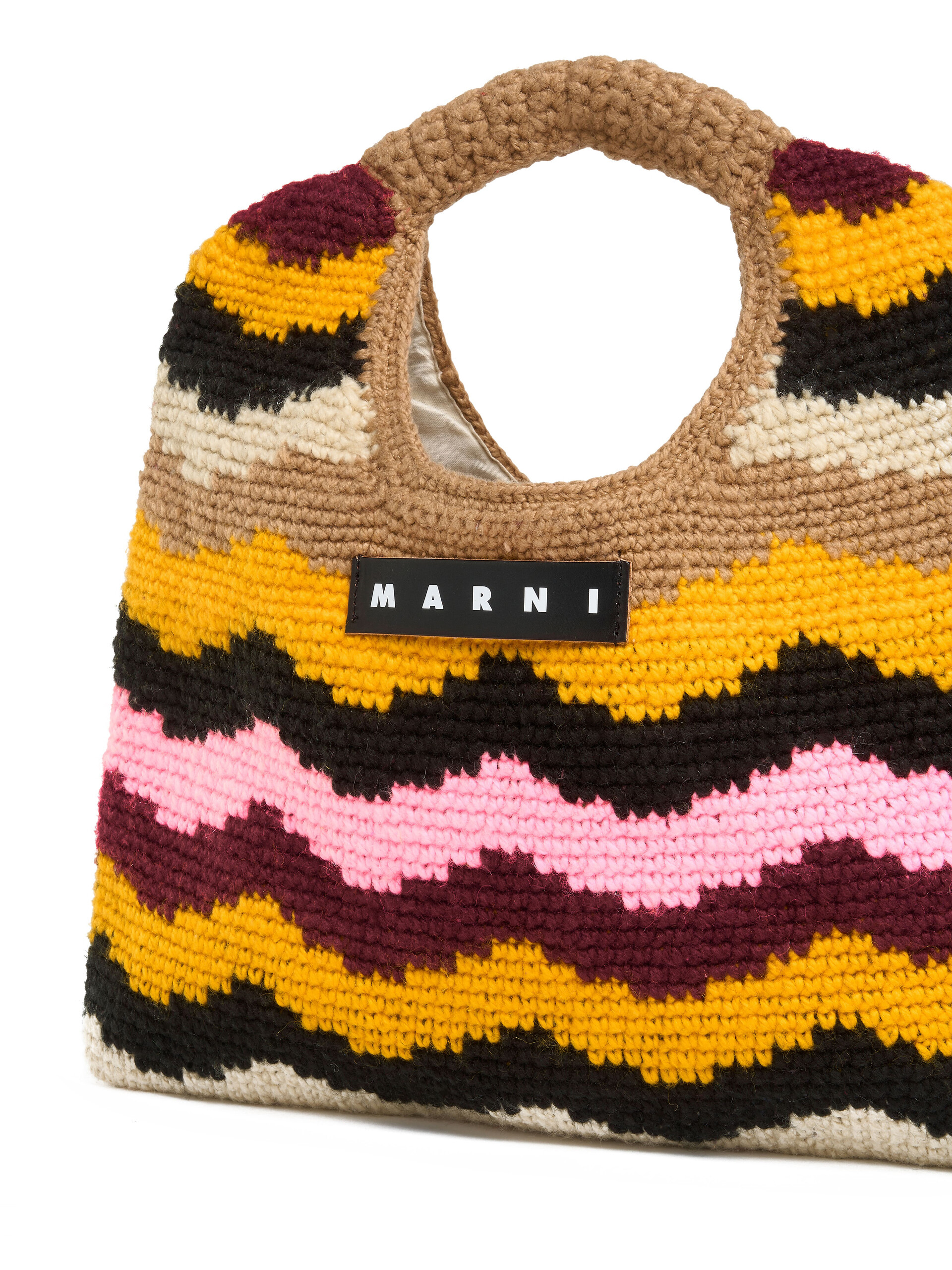 Brown multicoloured MARNI MARKET WAVES tech wool bag - Shopping Bags - Image 4