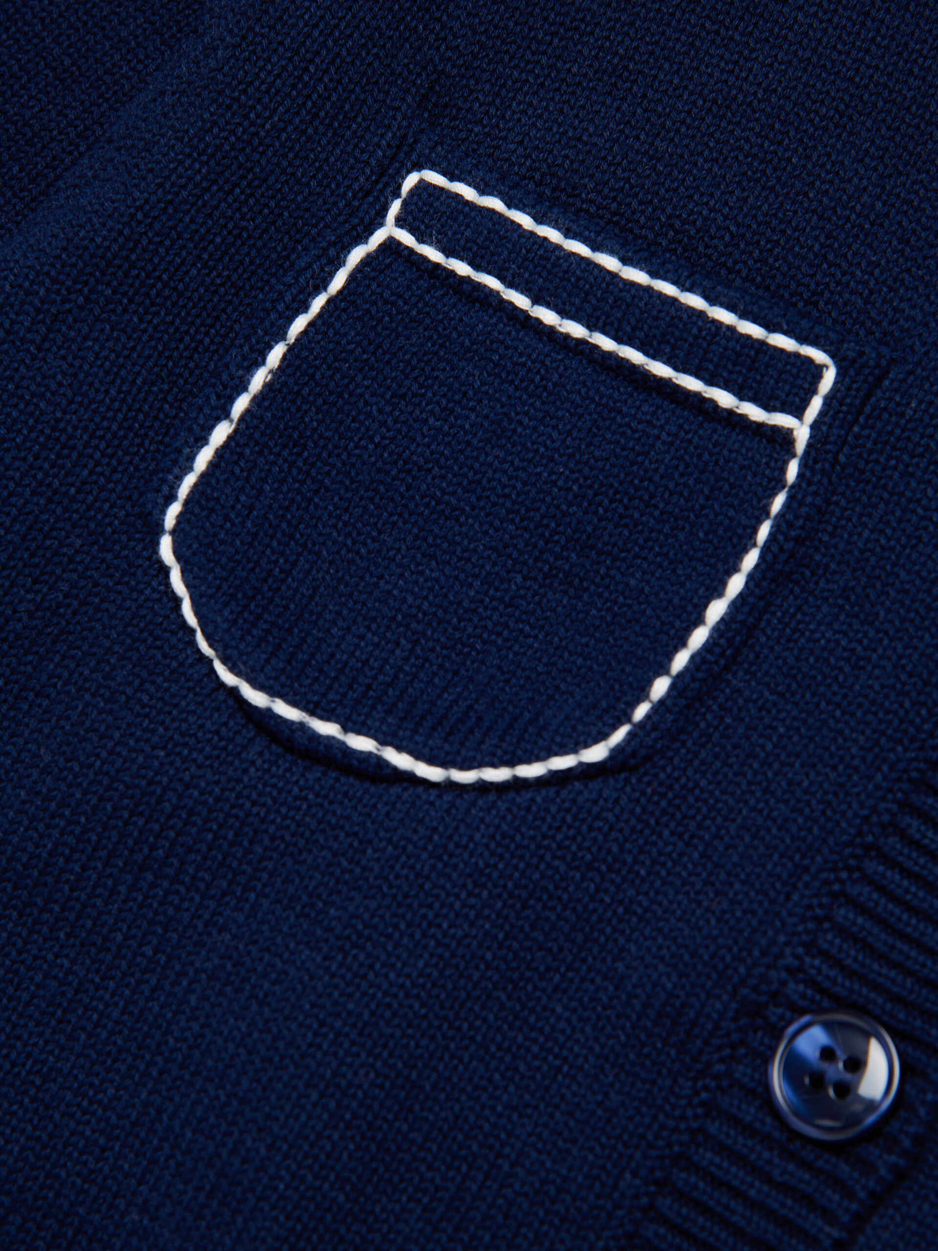 Deep blue cotton cardigan with contrast stitching - Knitwear - Image 4