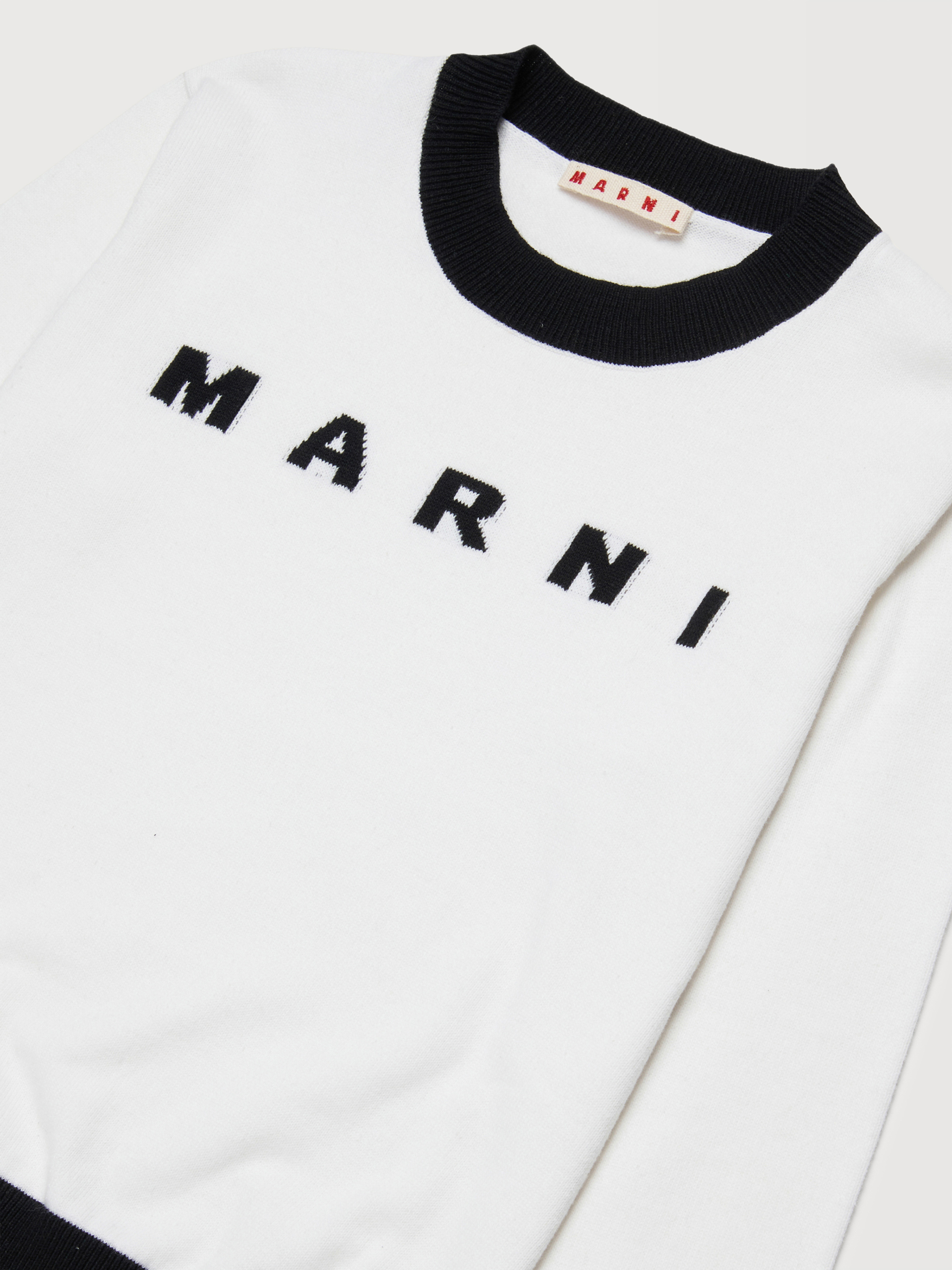 White cotton jumper with maxi Marni logo - Knitwear - Image 3
