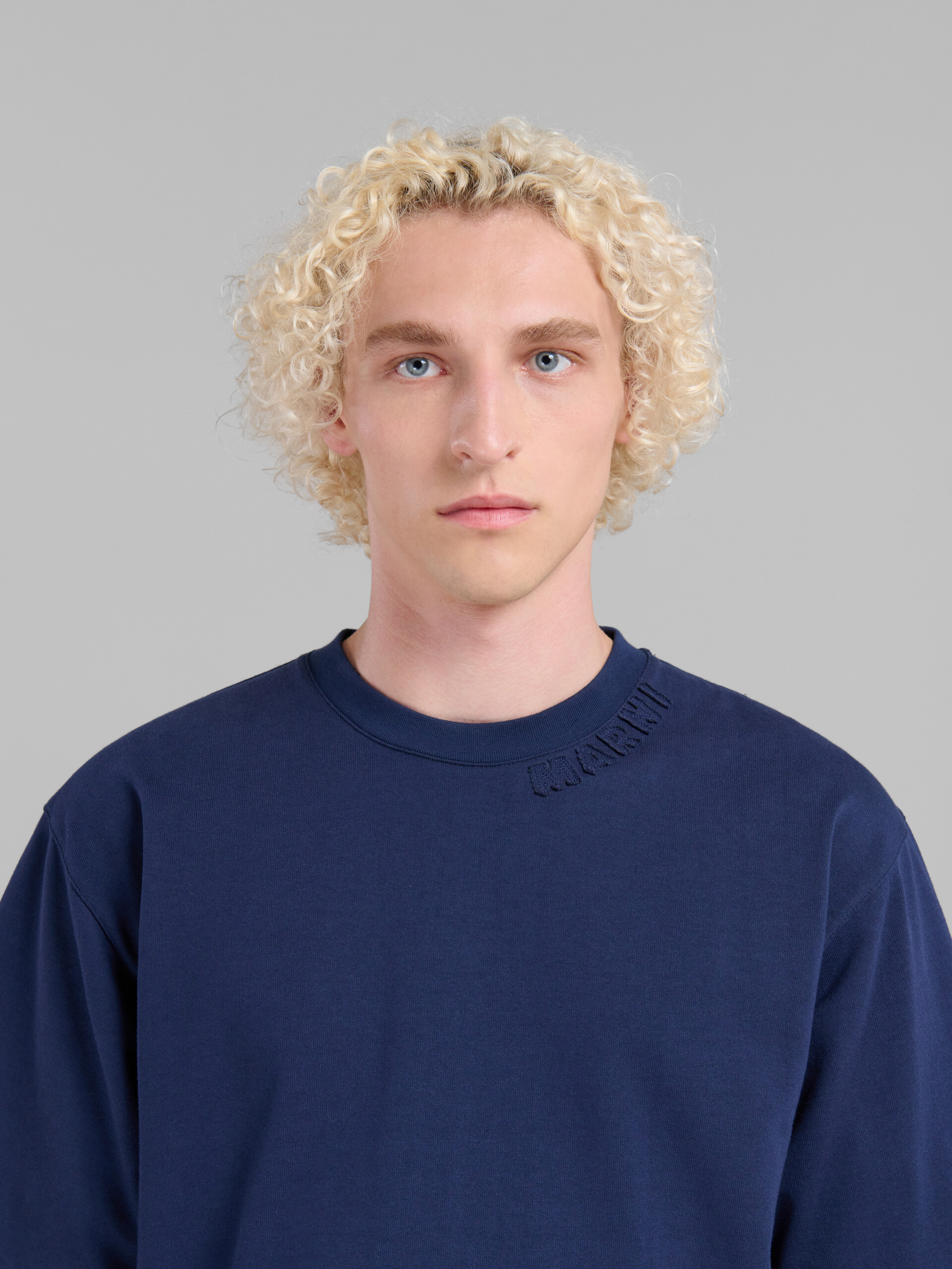 Blue organic cotton oversized T-shirt with Marni patches - T-shirts - Image 4