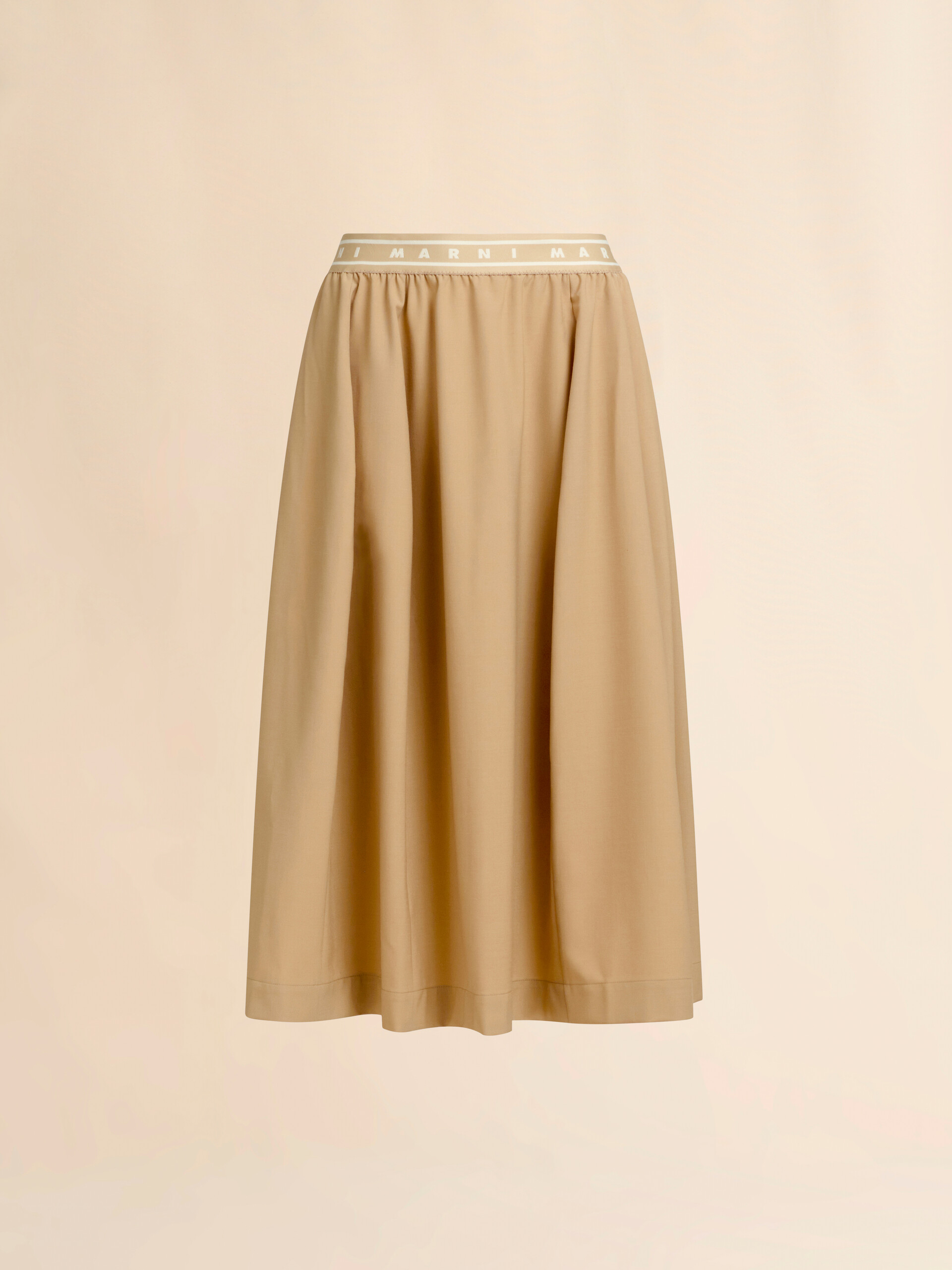 Beige wool blend midi skirt with Marni Symbol - Skirts - Image 1