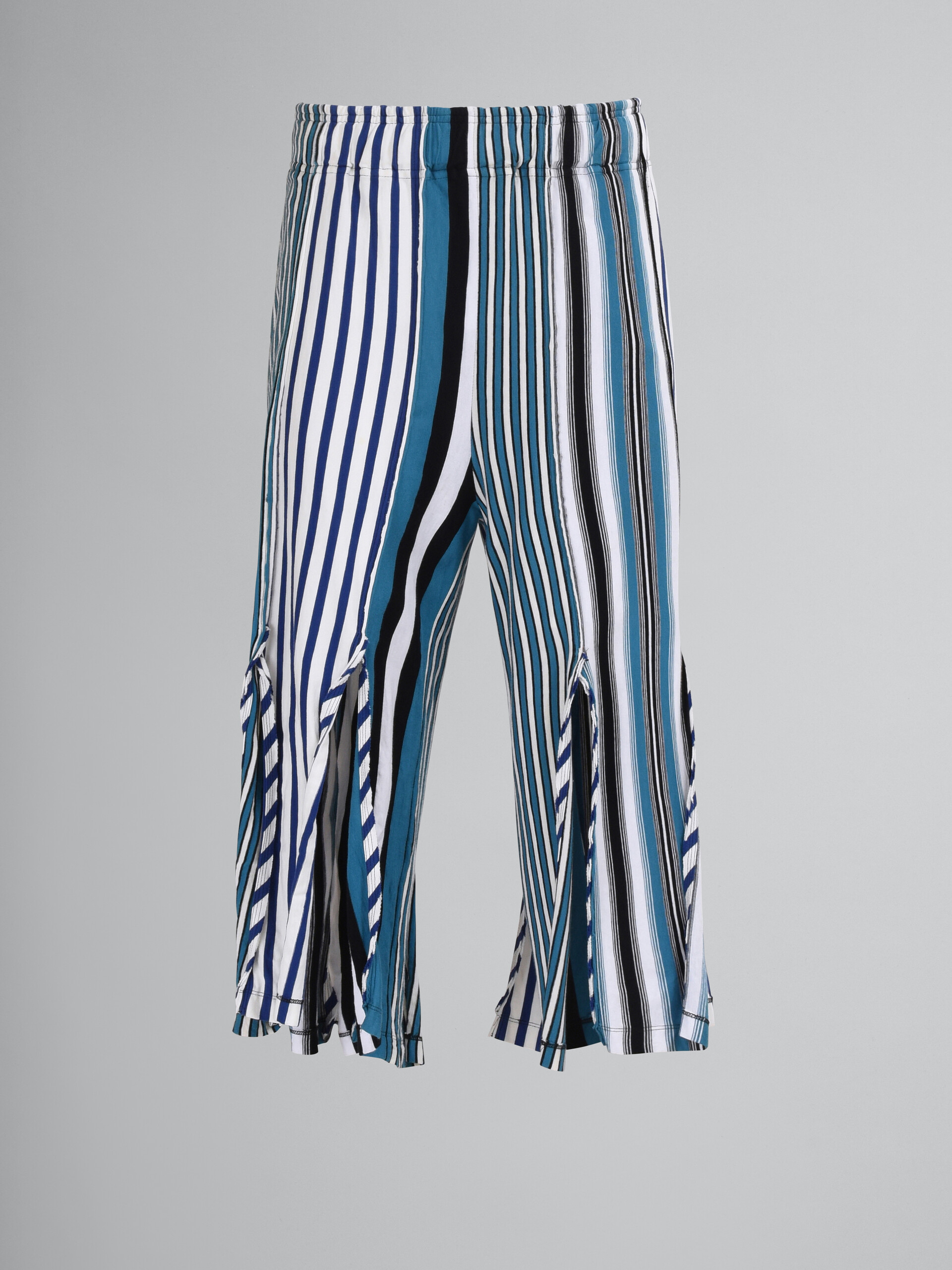 Compact striped jersey cropped pants - Pants - Image 1
