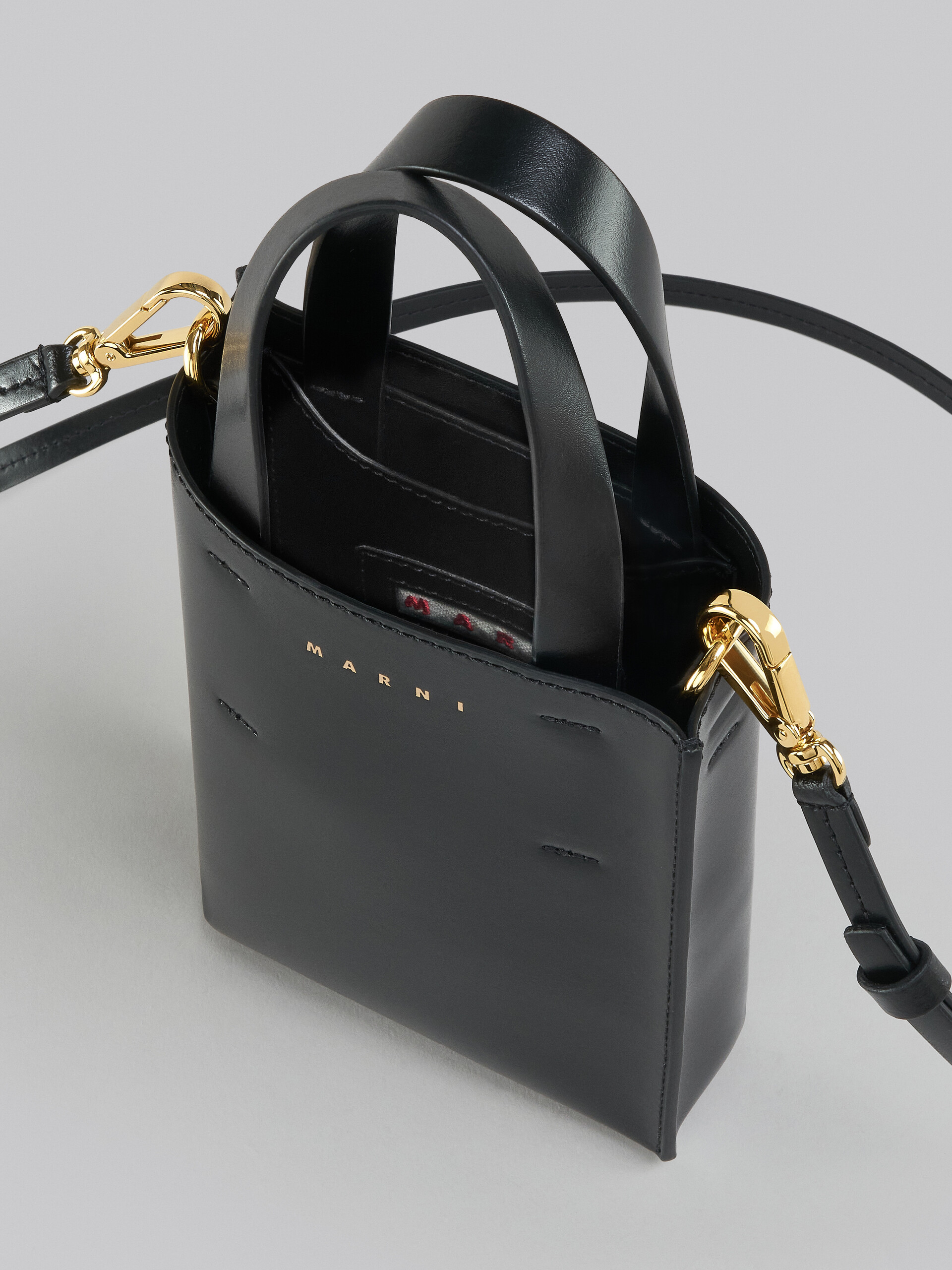 MUSEO nano bag in black leather - Shopping Bags - Image 4