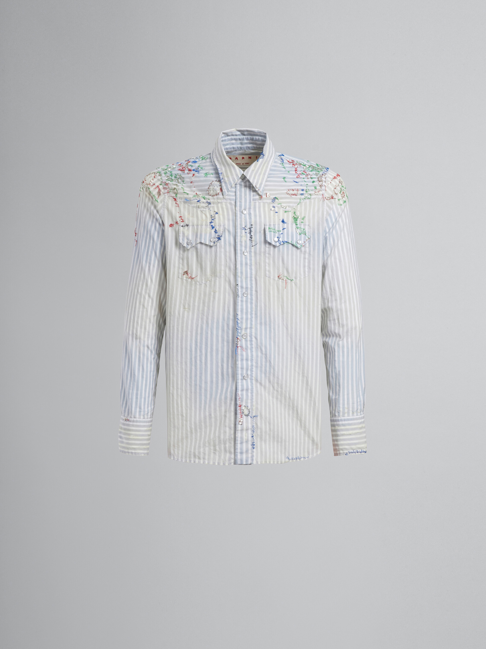 Light blue Western shirt with embroidery - Shirts - Image 1
