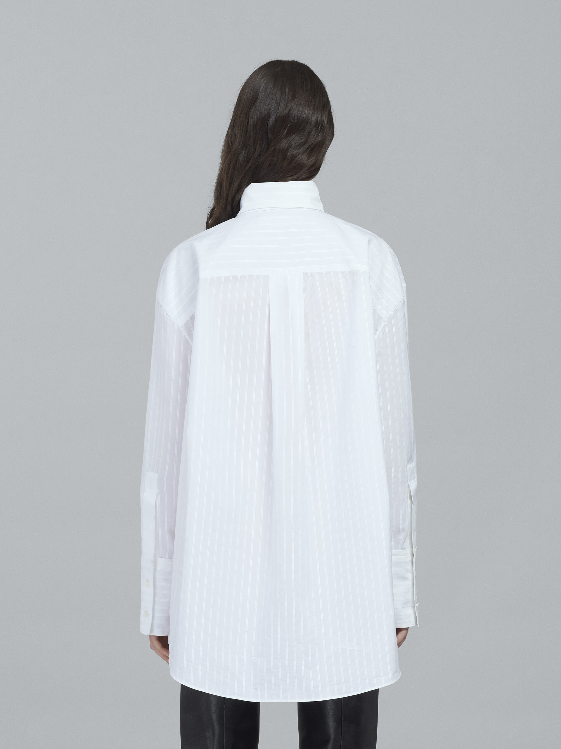 White textured poplin long shirt - Shirts - Image 3