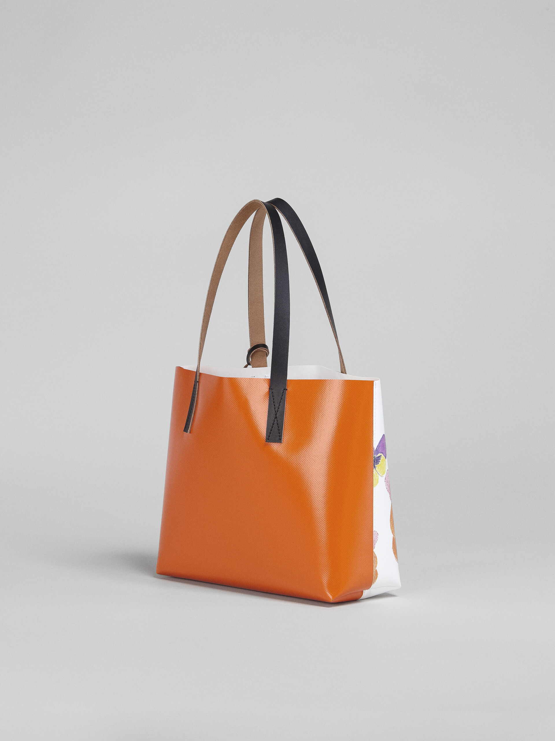 Pansies print orange shopping bag - Shopping Bags - Image 3