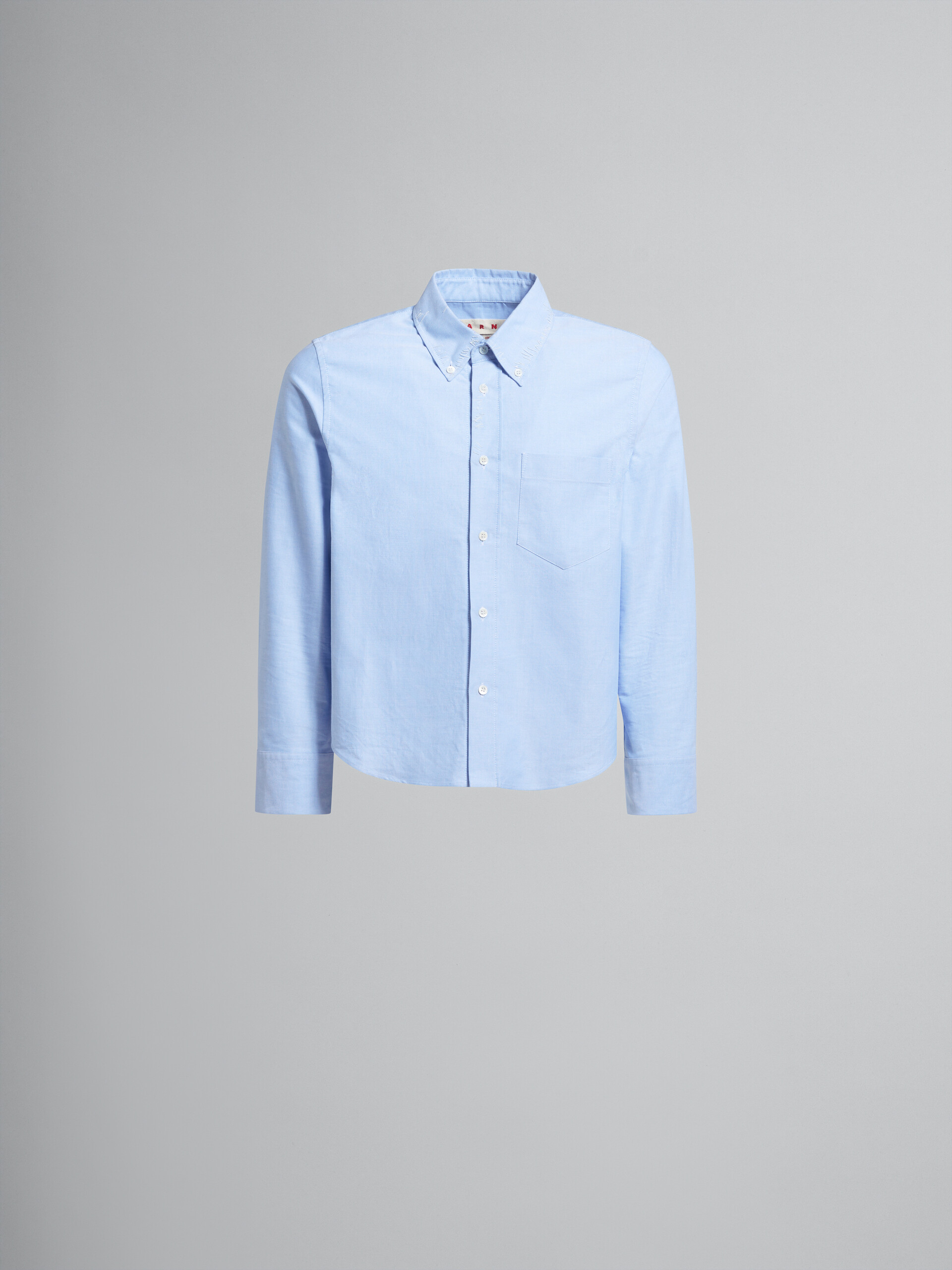 Camisa corta de oxford azul claro con efecto remiendo Marni - Camisas - Image 1