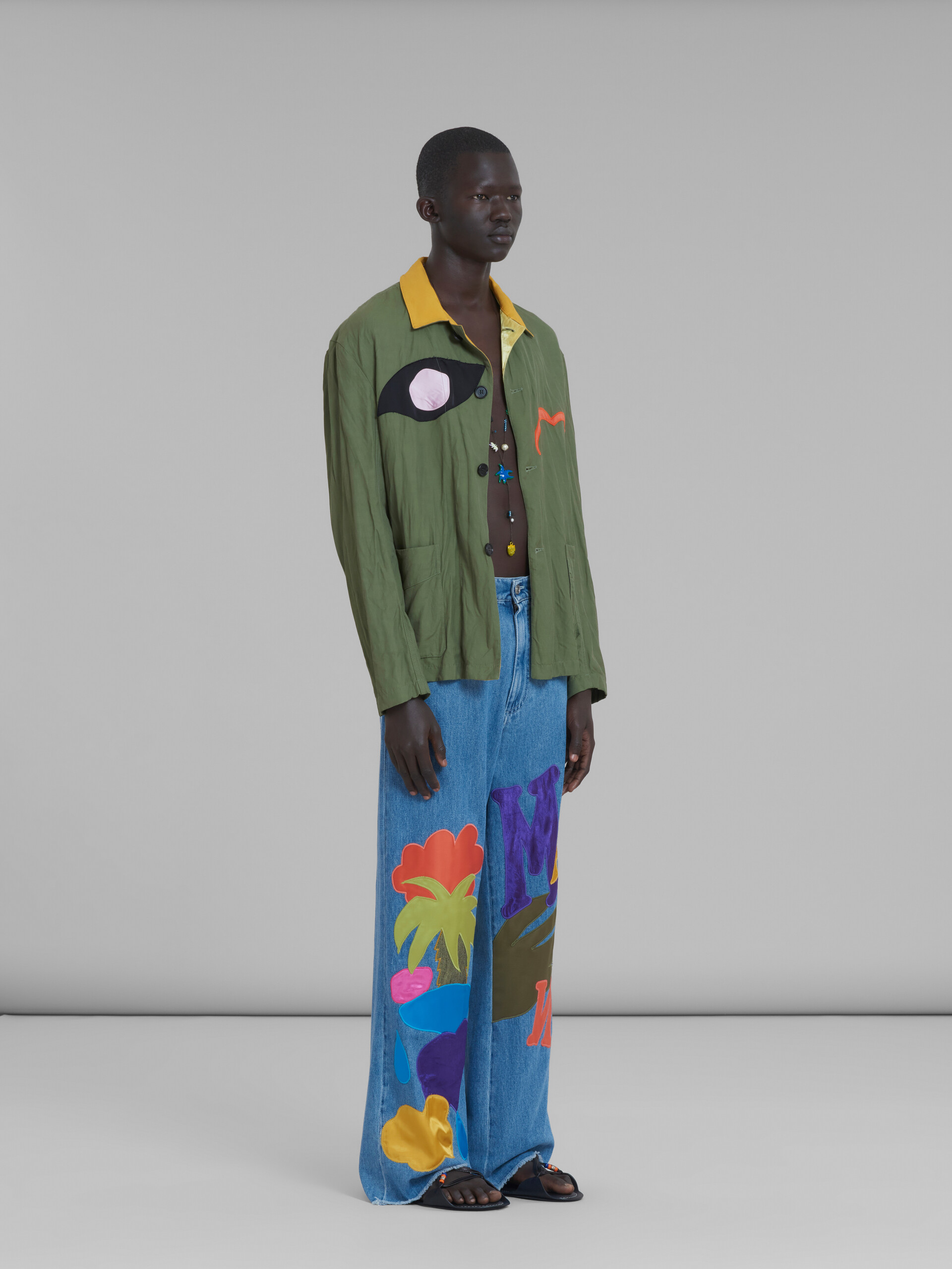 Marni x No Vacancy Inn - Green gabardine jacket with embroidered patches - Jackets - Image 6