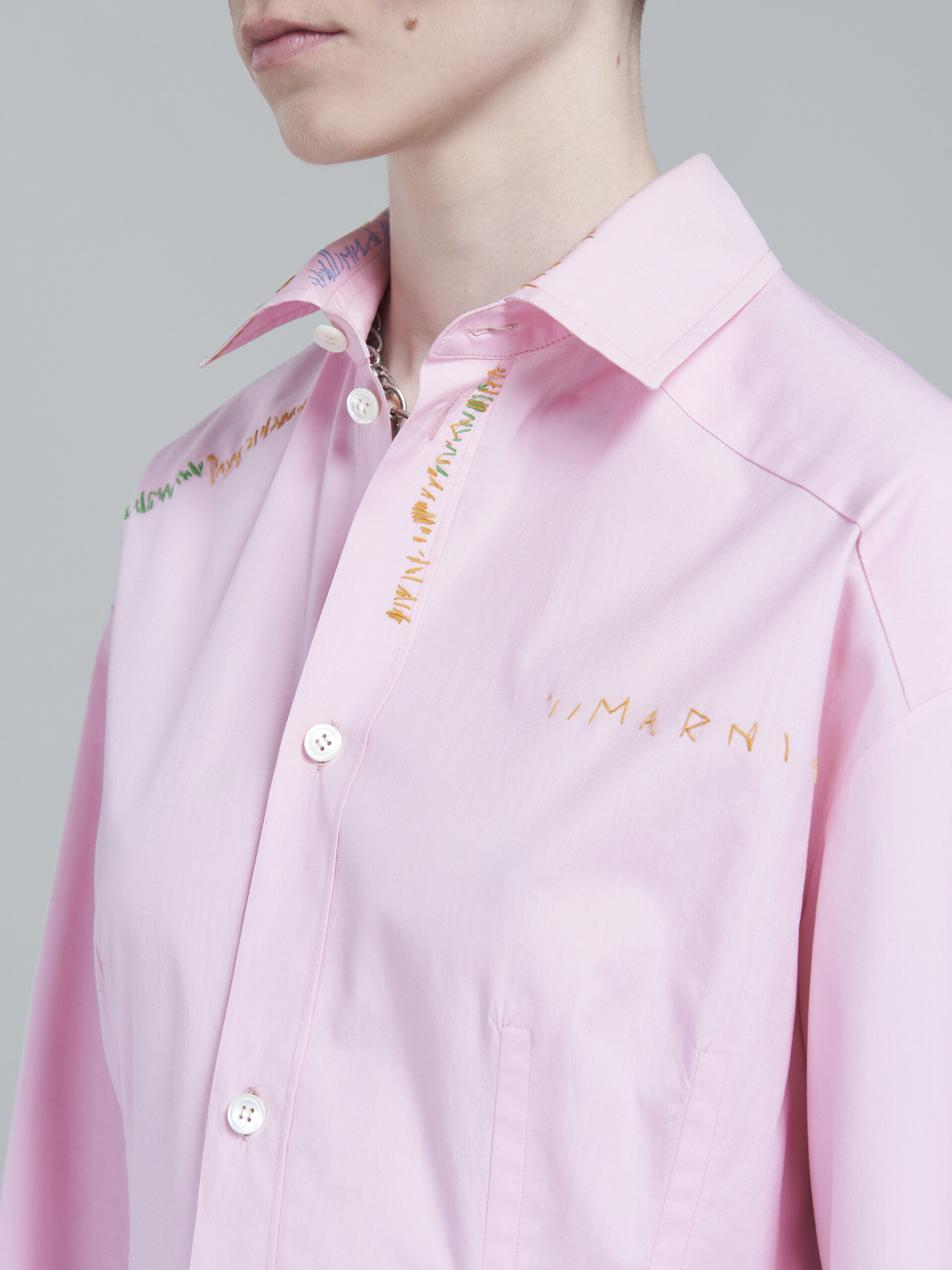 Light pink shirt dress in bio cotton poplin - Dresses - Image 5