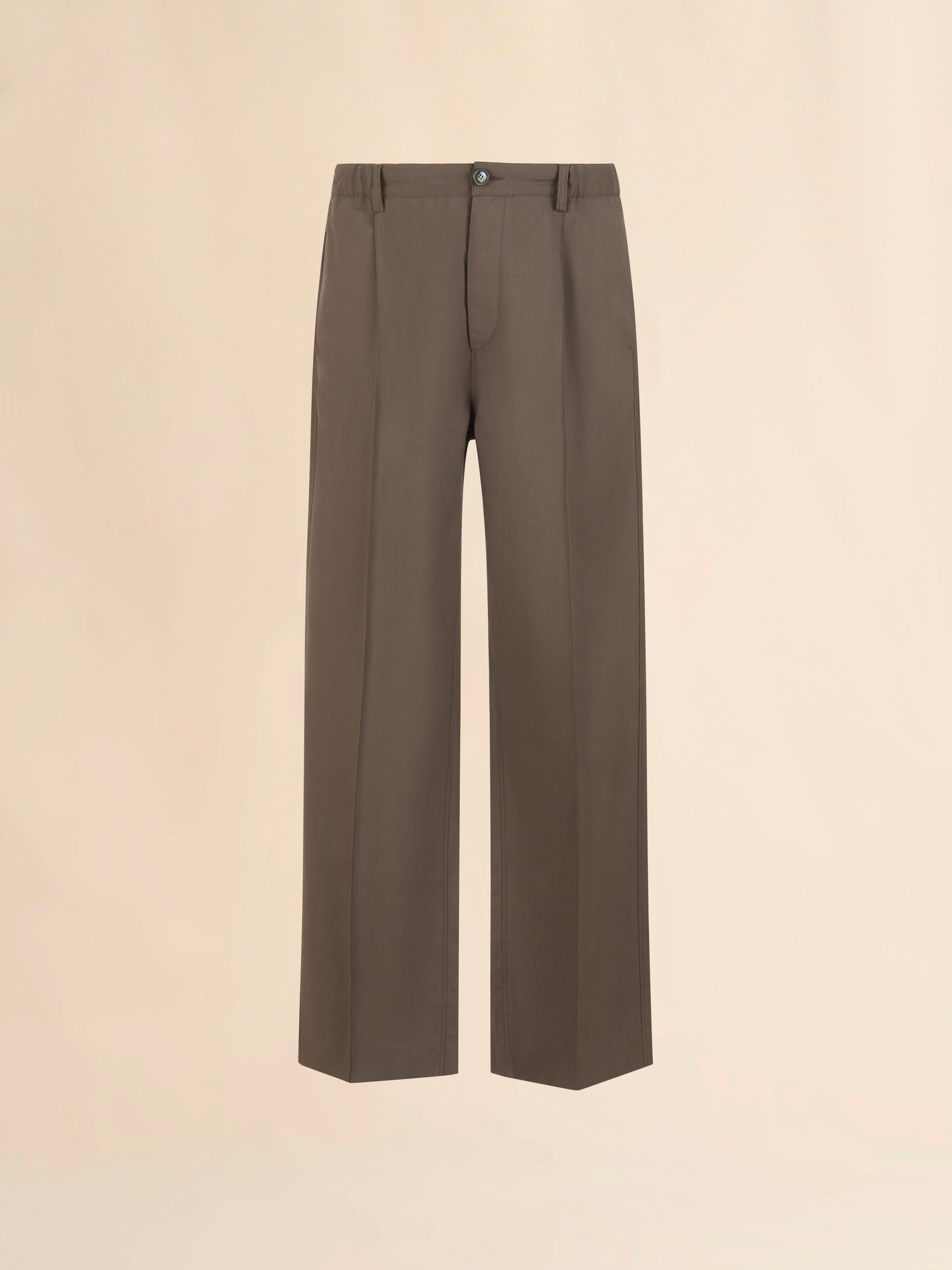 Brown wool trousers with elasticated waistband - Pants - Image 1