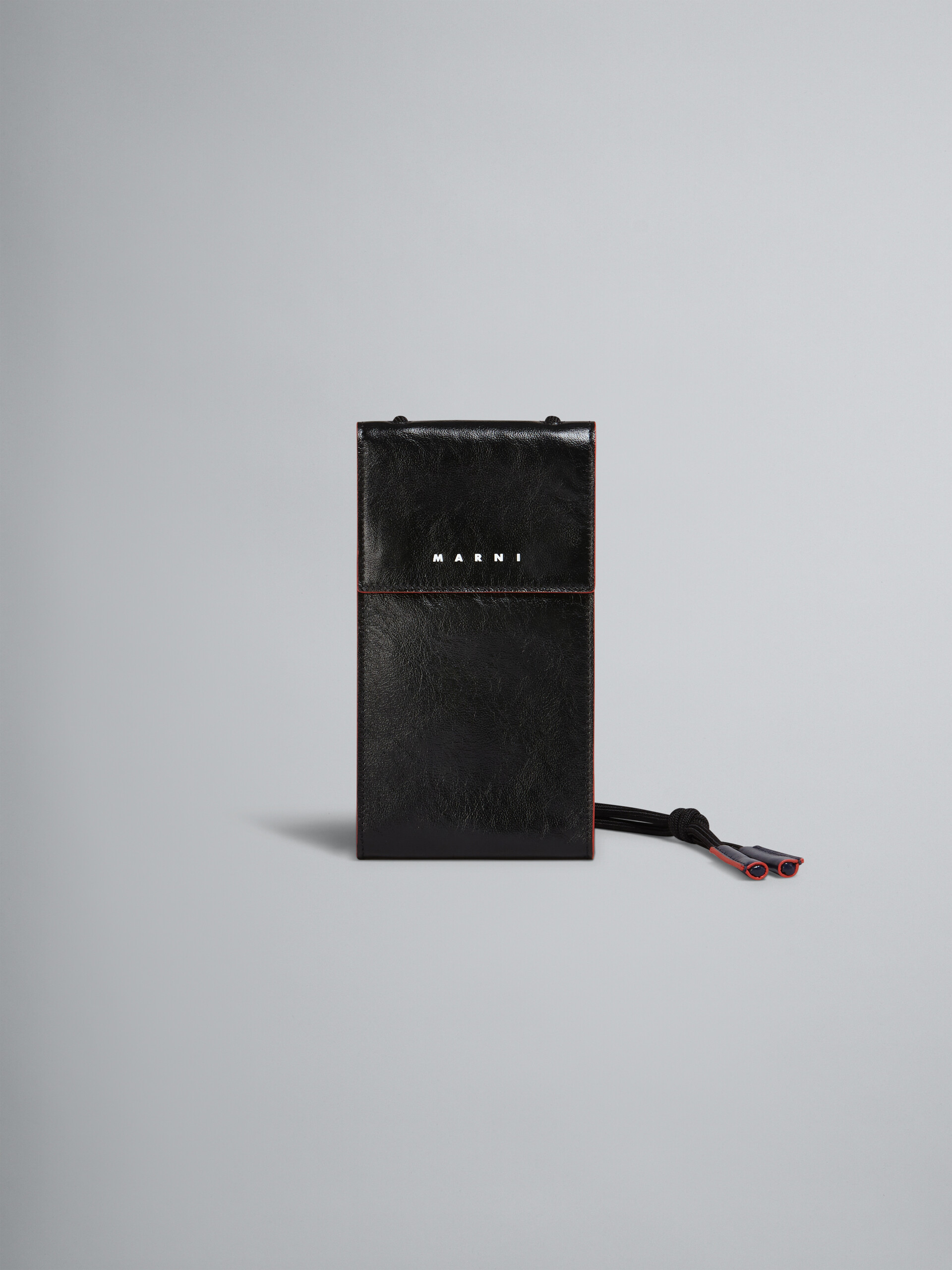 Black shiny leather phone case