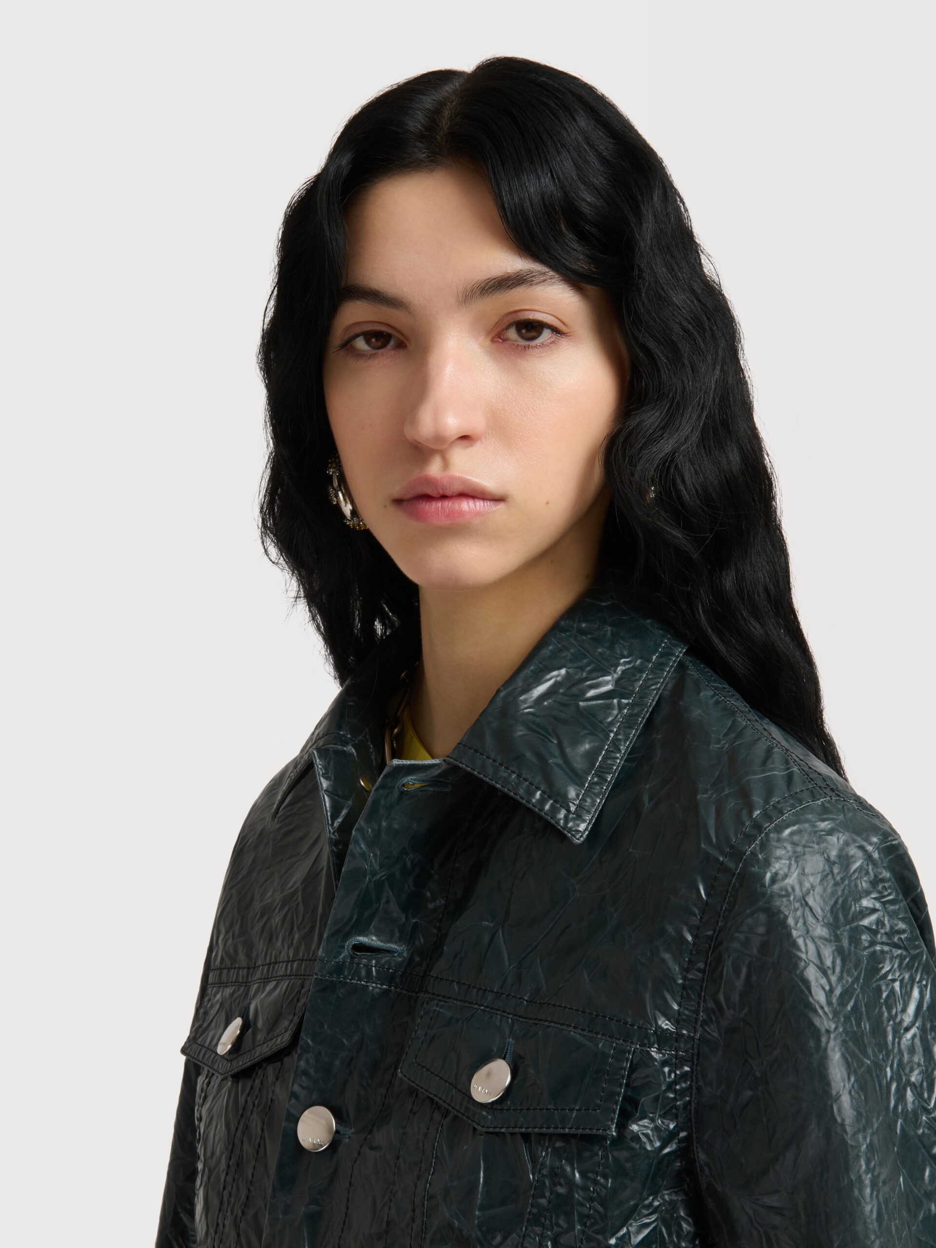Deep green crinkled taffeta jacket - Jackets - Image 5
