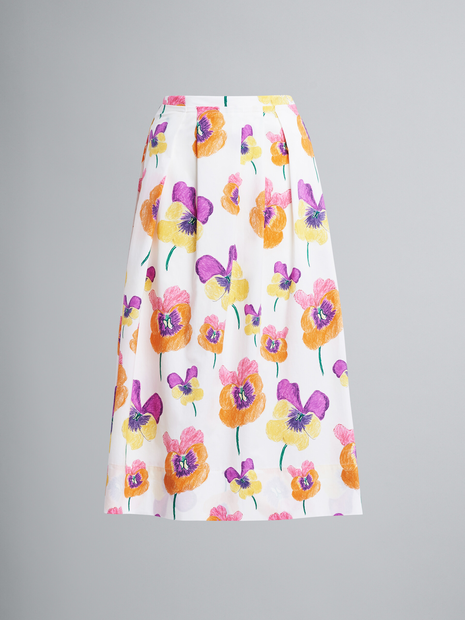 Pansies print poplin skirt - Skirts - Image 1