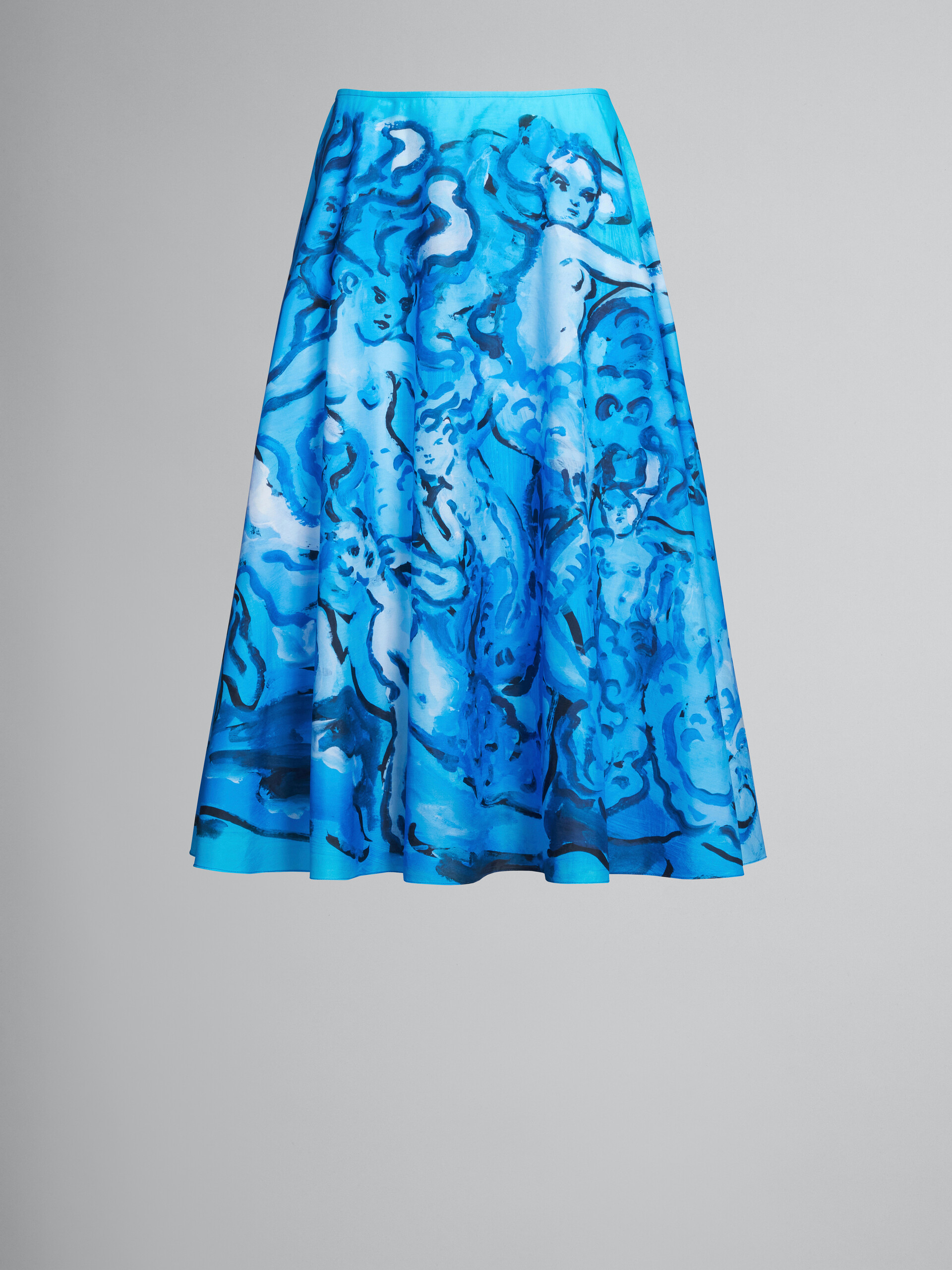 Printed full poplin skirt - Skirts - Image 1