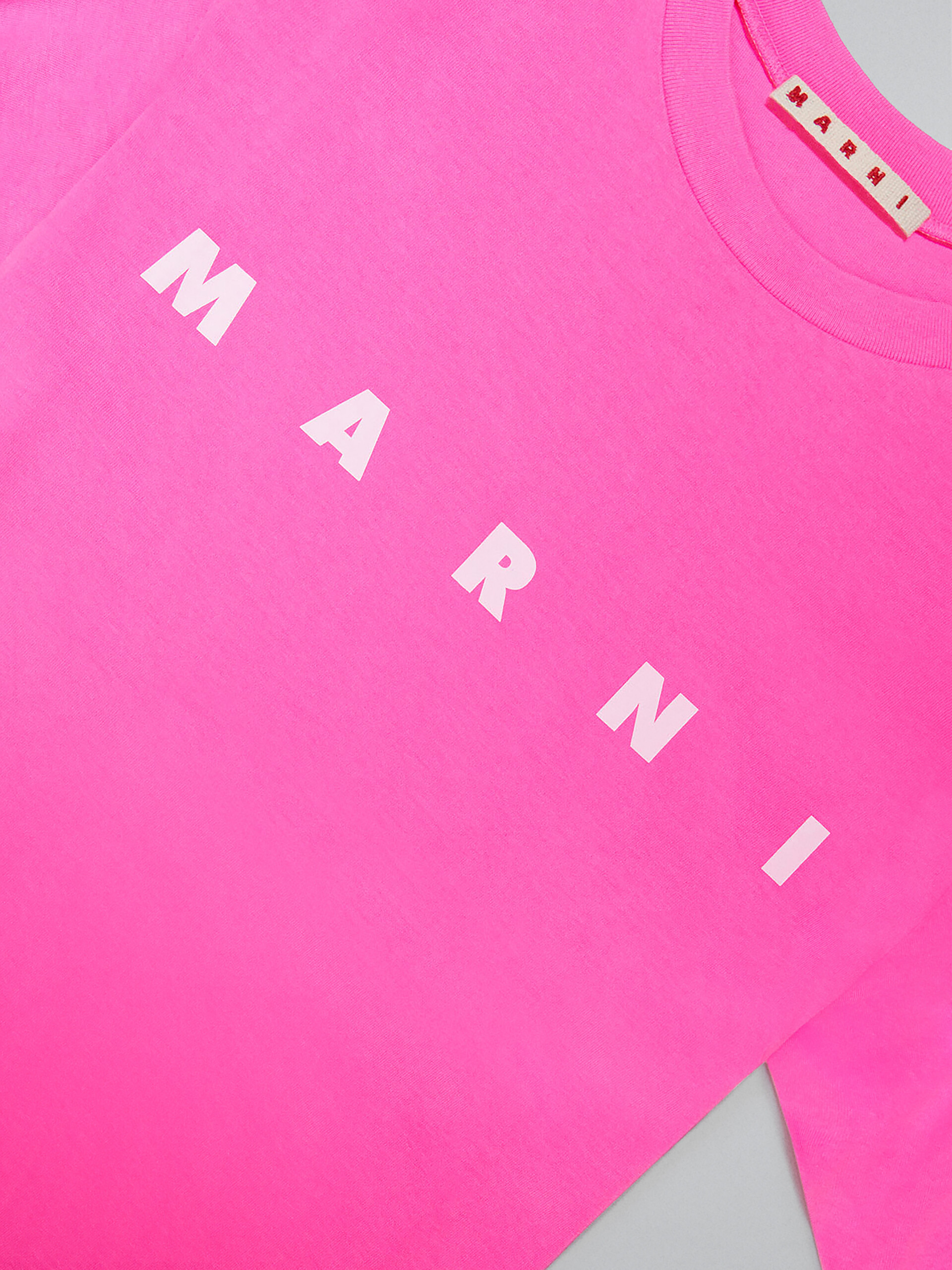 T-shirt rosa fluo in jersey con logo - T-shirt - Image 3