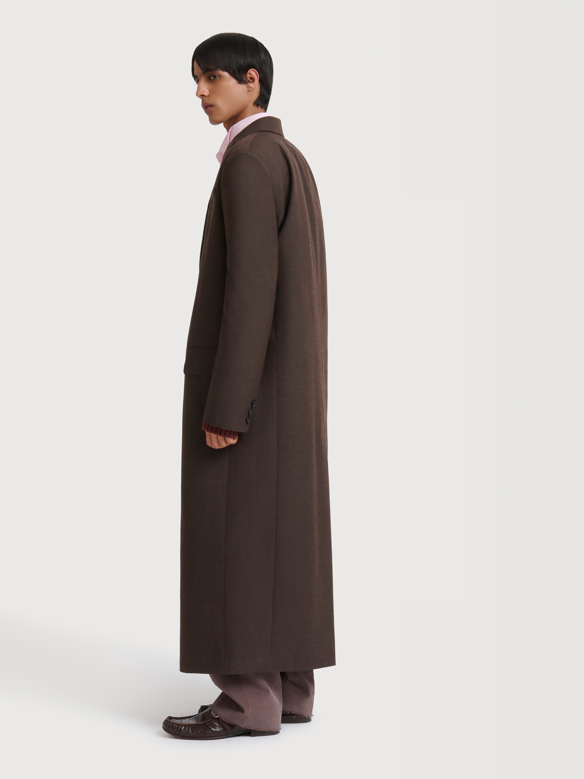 Beige wool super-longline coat - Coats - Image 4