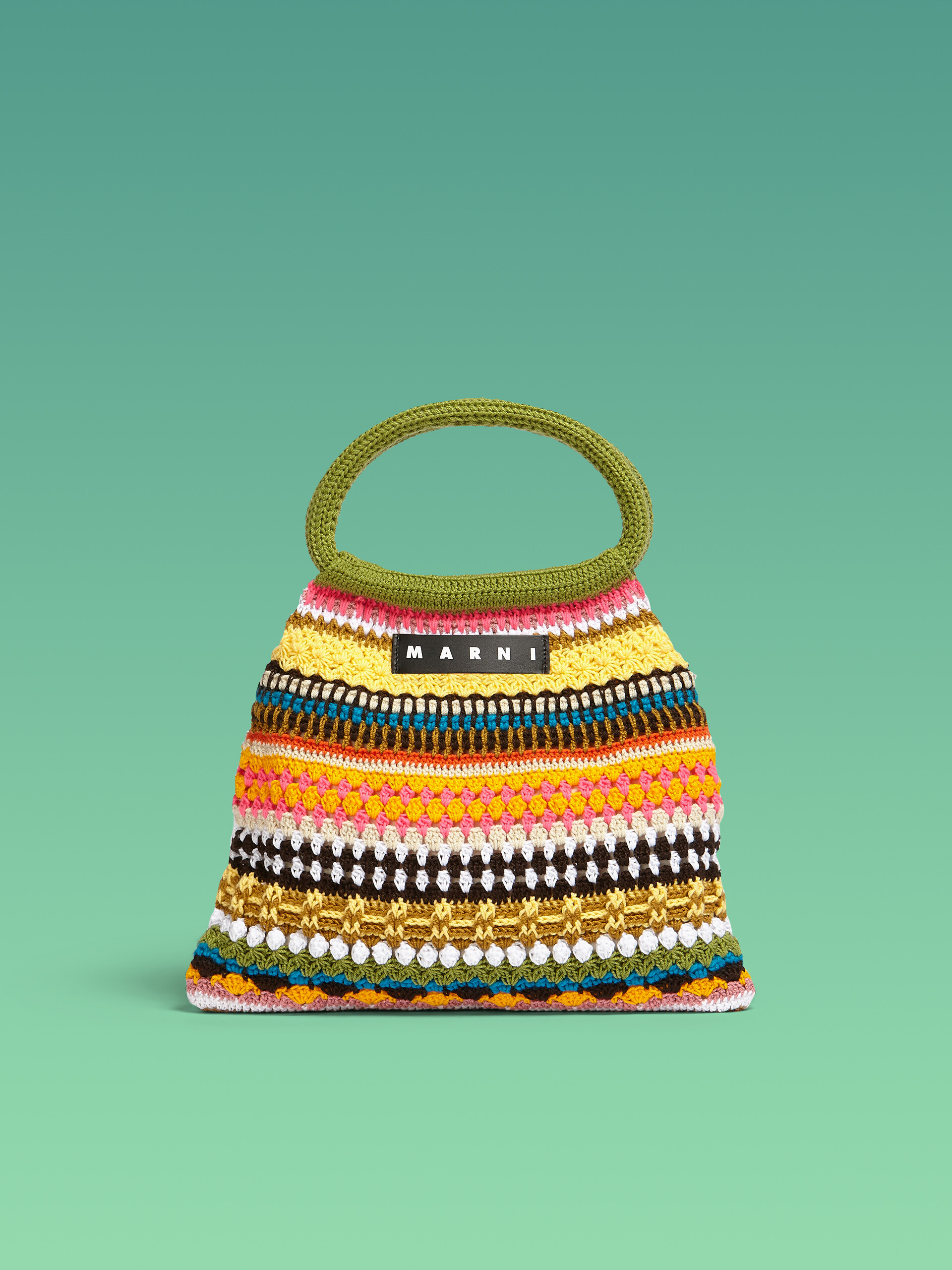 MARNI MARKET GRANNY bag in green crochet - Bags - Image 1