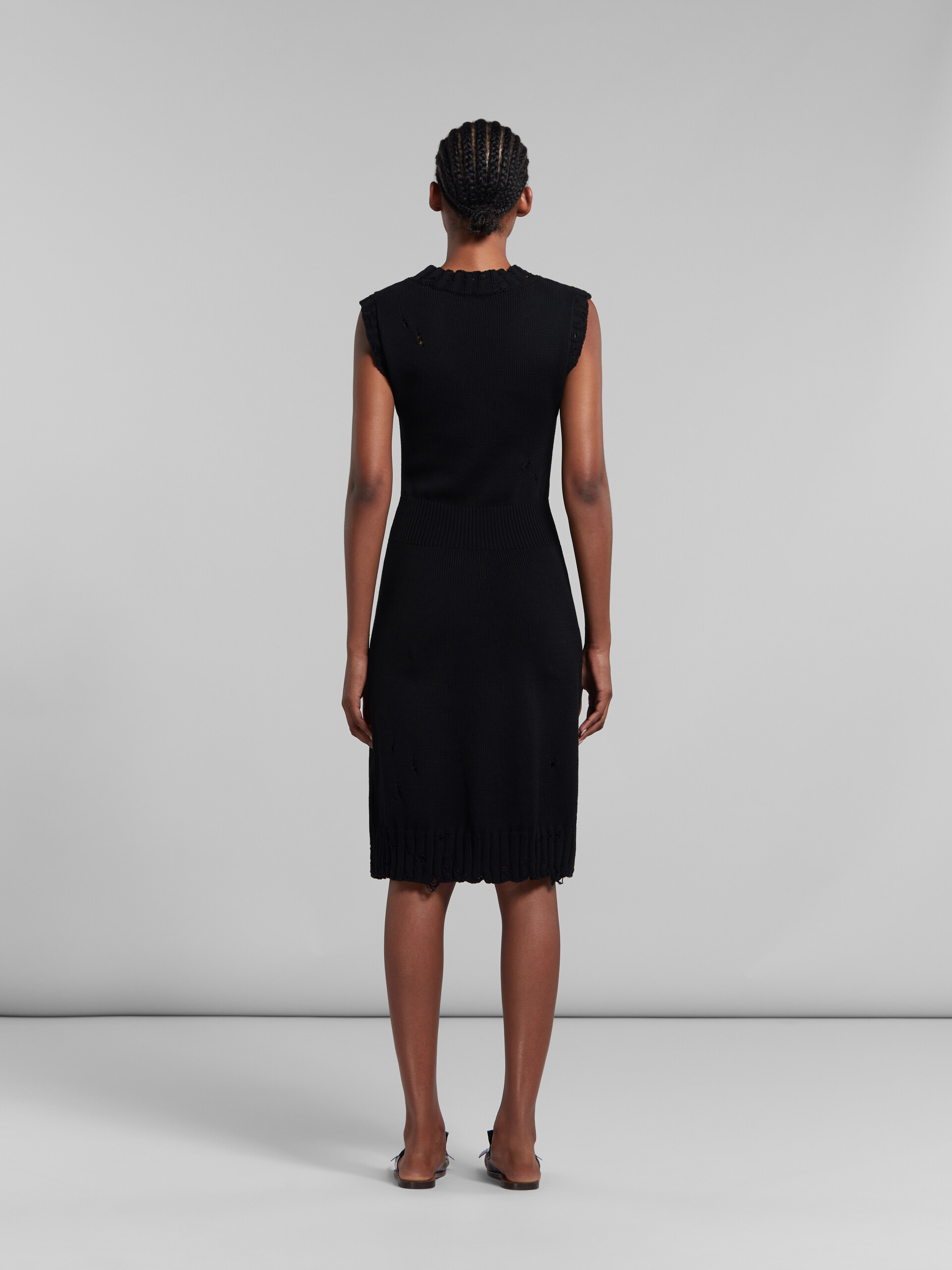 Black dishevelled cotton knitted dress - Dresses - Image 3