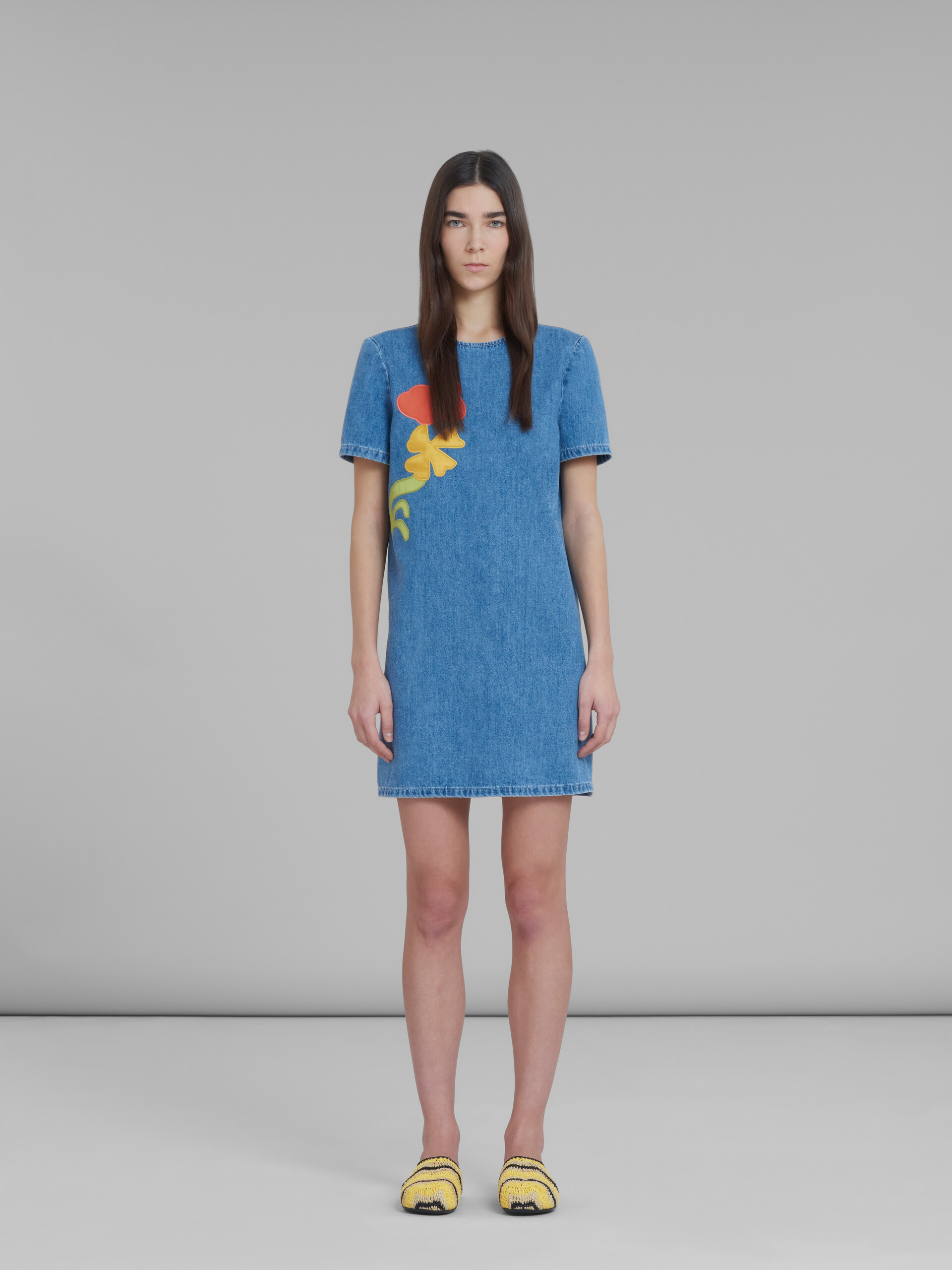 Marni x No Vacancy Inn - Blue chambray short dress with embroidery - Dresses - Image 2