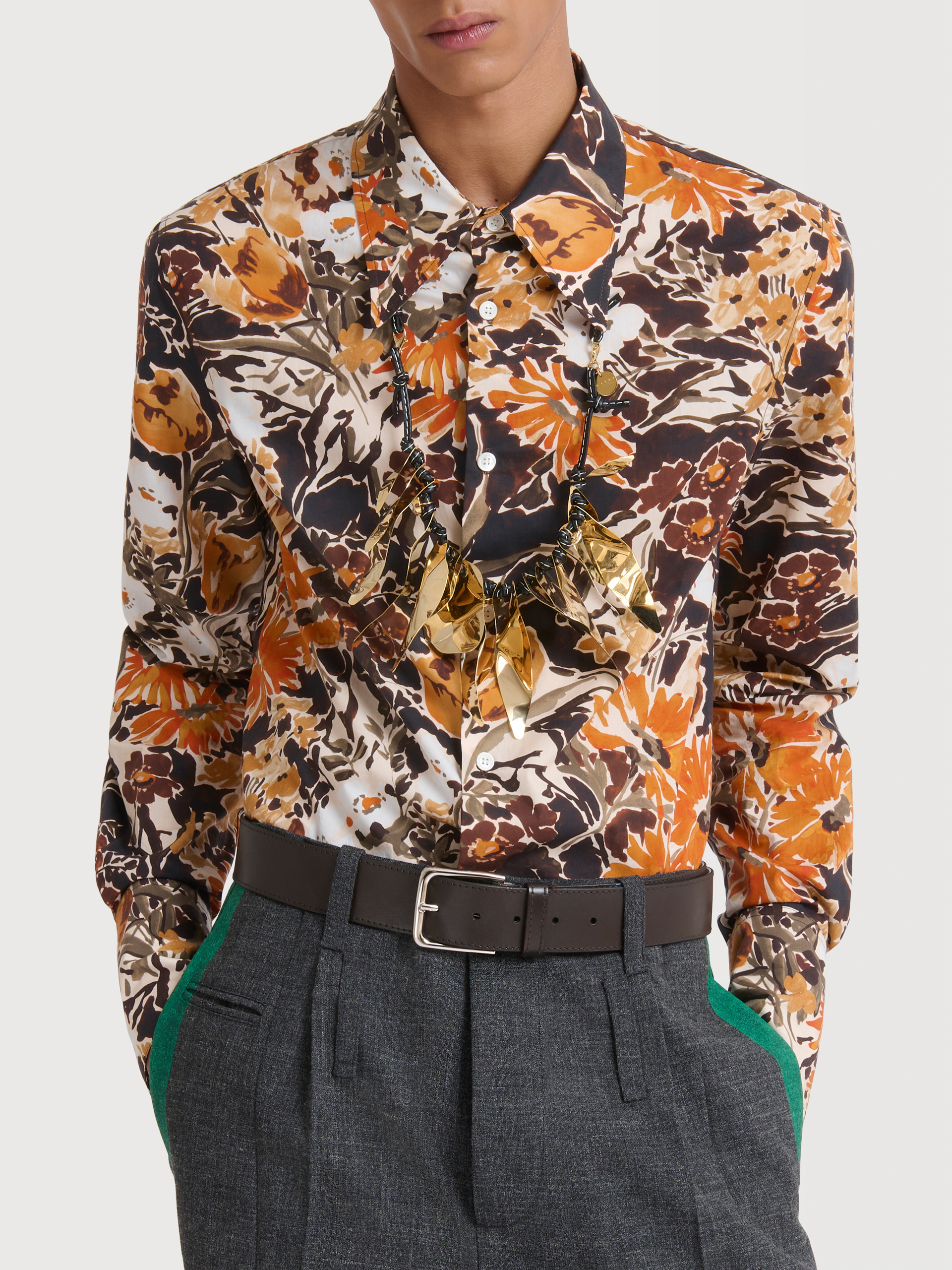 Black poplin shirt with Extreme Bouquet print - Shirts - Image 4