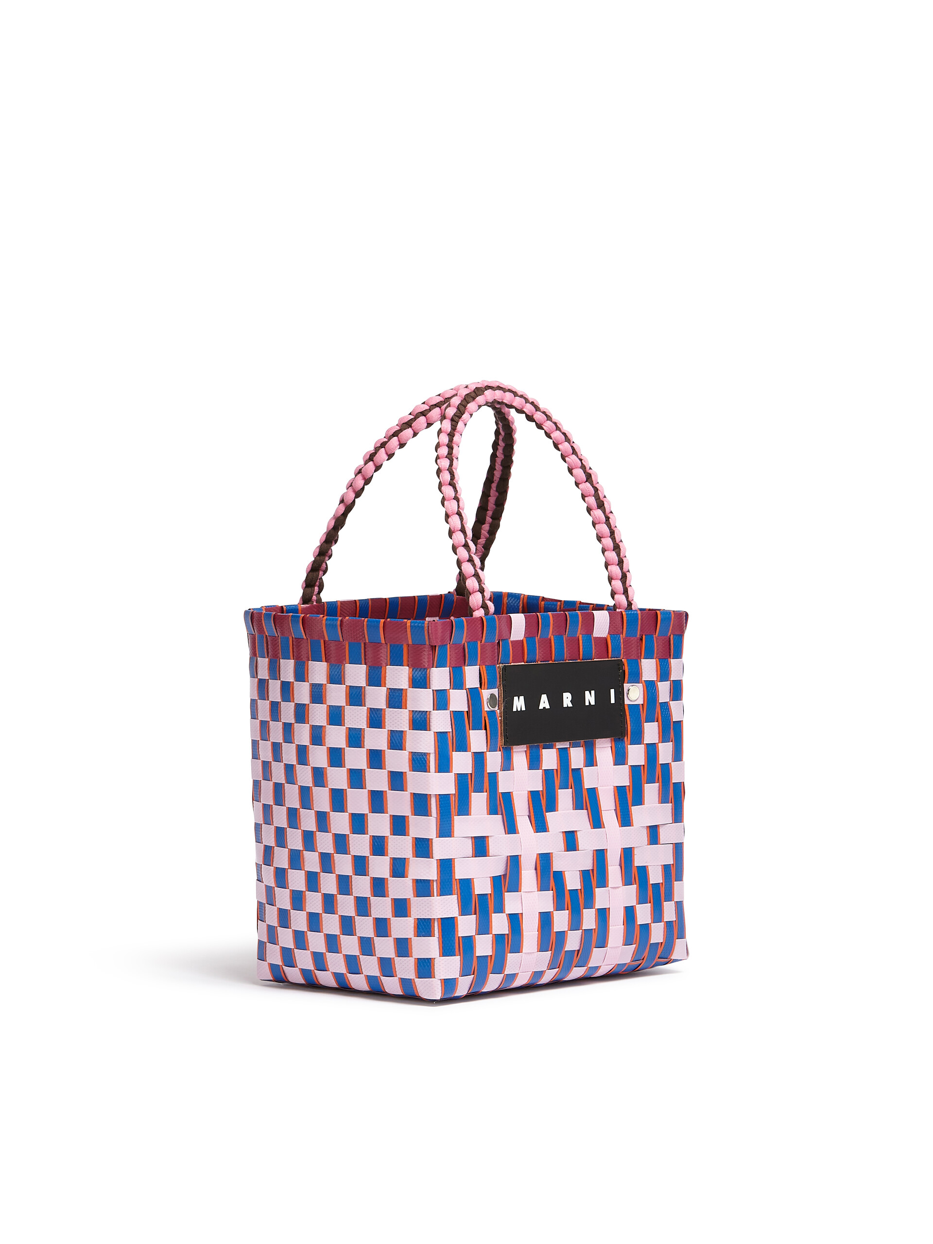 MARNI MARKET BASKET bag in pink diamond woven material - Bags - Image 2