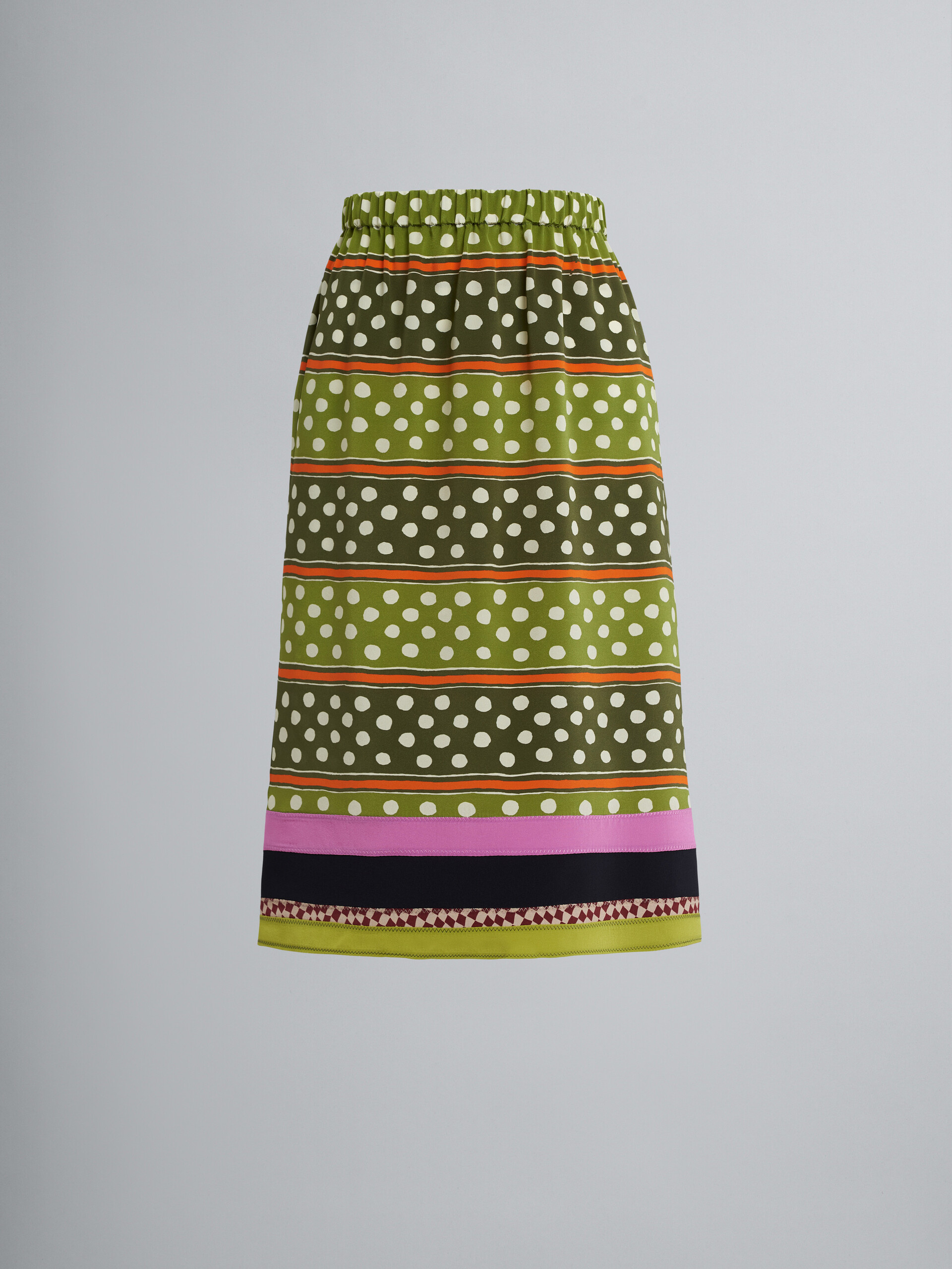 Dot & Stripe print silk skirt - Skirts - Image 1
