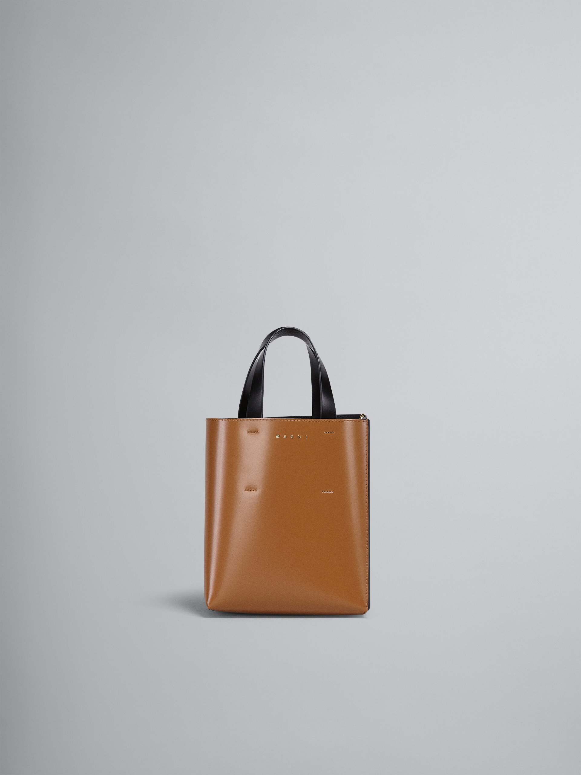 Museo Bag Mini in pelle nera e marrone - Borse shopping - Image 1