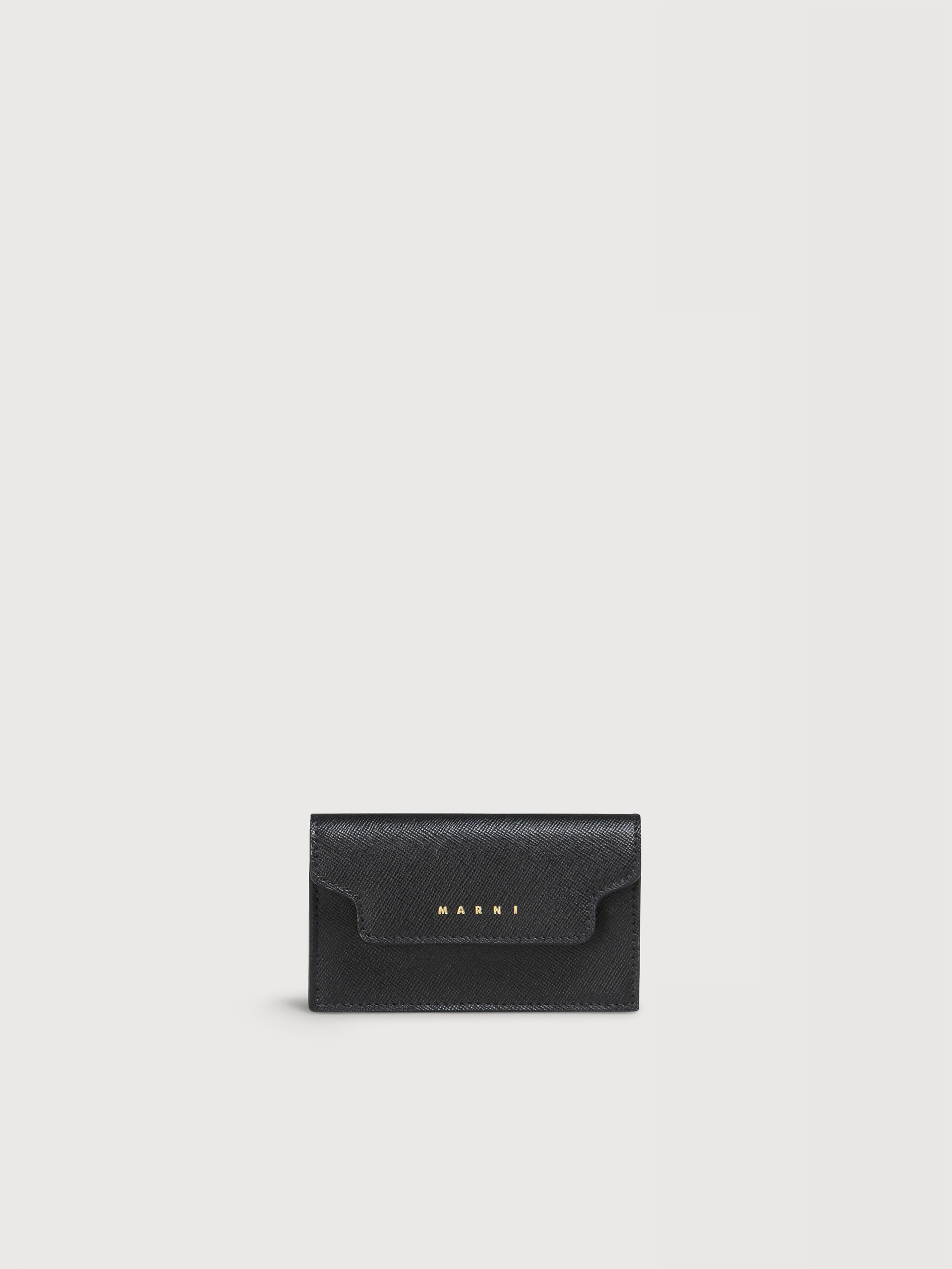 Visitenkartenetui aus schwarzem Saffiano-Leder - Brieftaschen - Image 1