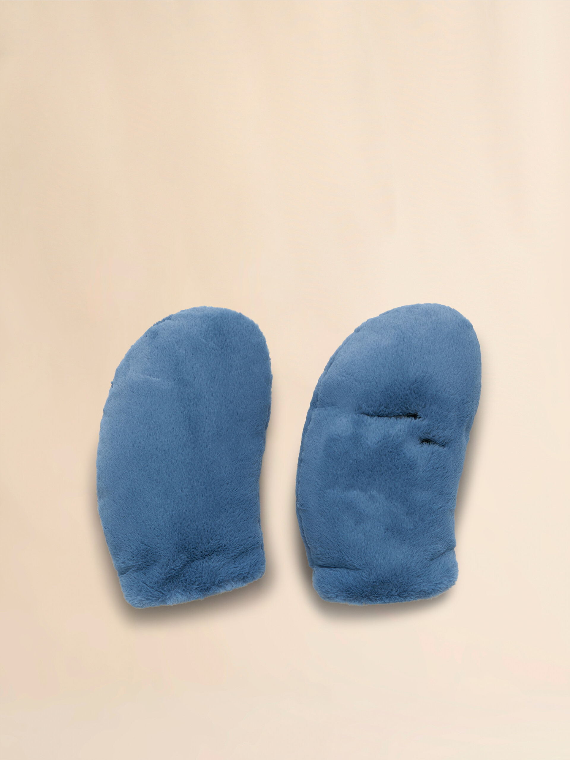 Electric blue padded faux fur mittens - Gloves - Image 1