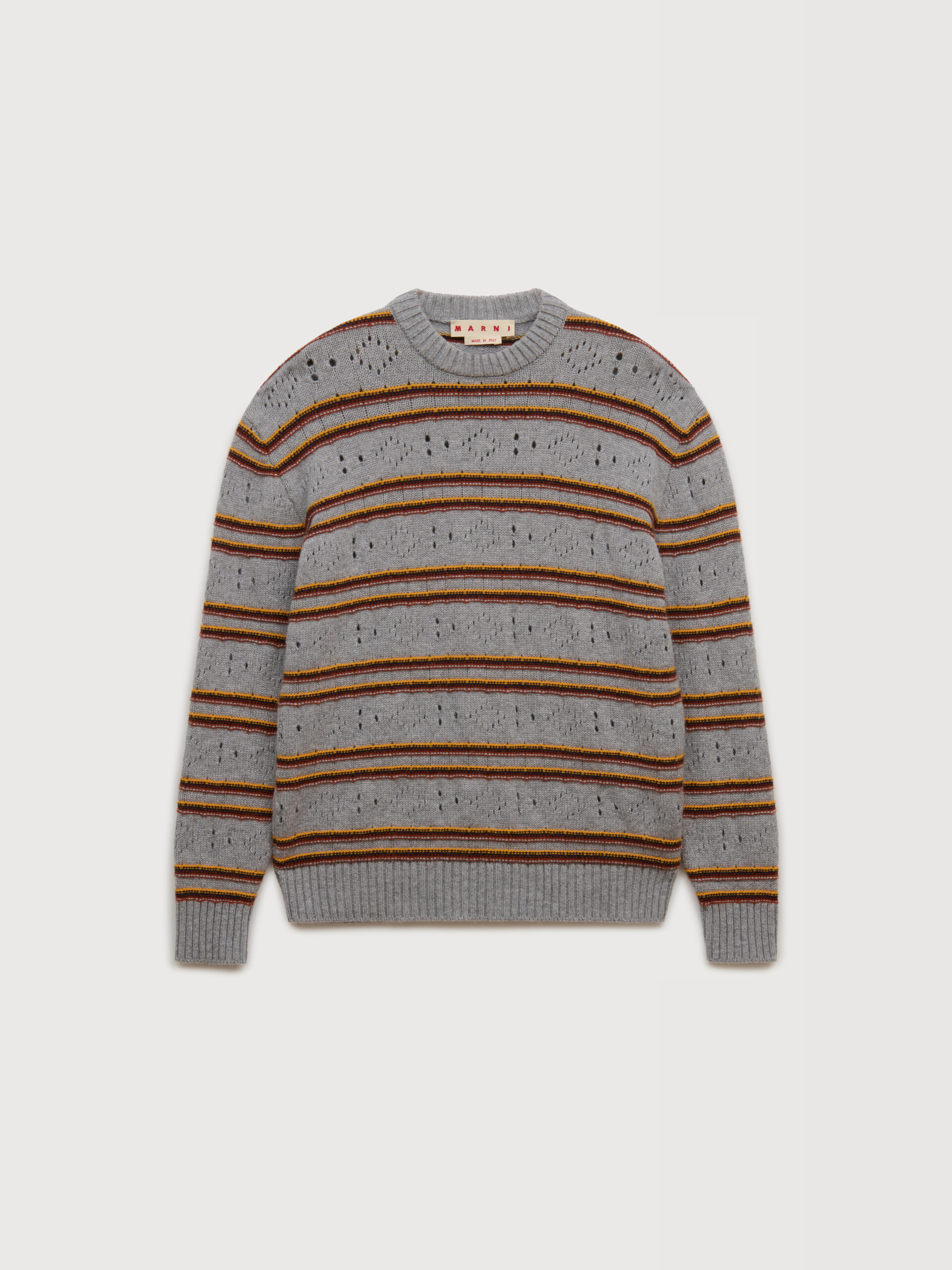 Grey cashmere jumper with openwork knit - Pullovers - Image 1