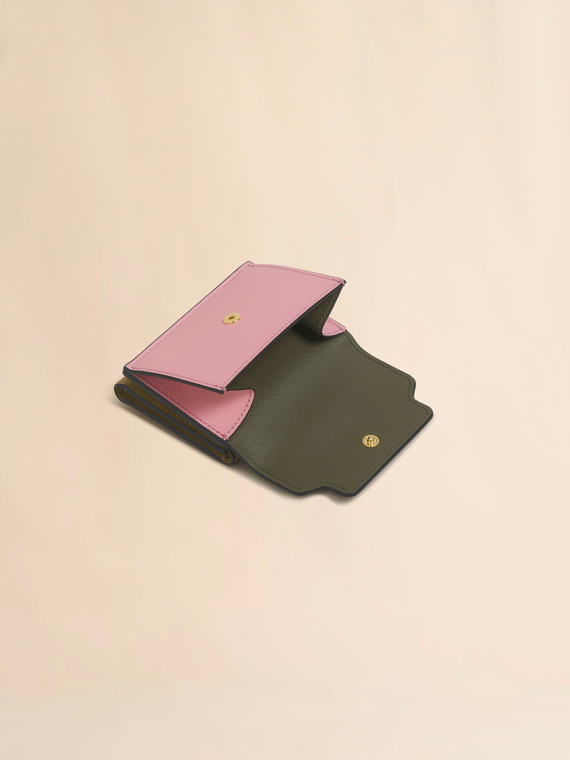 ブルー、ベージュ＆ライトブルー サフィアーノレザー製三つ折りウォレット - 財布 - Image 5