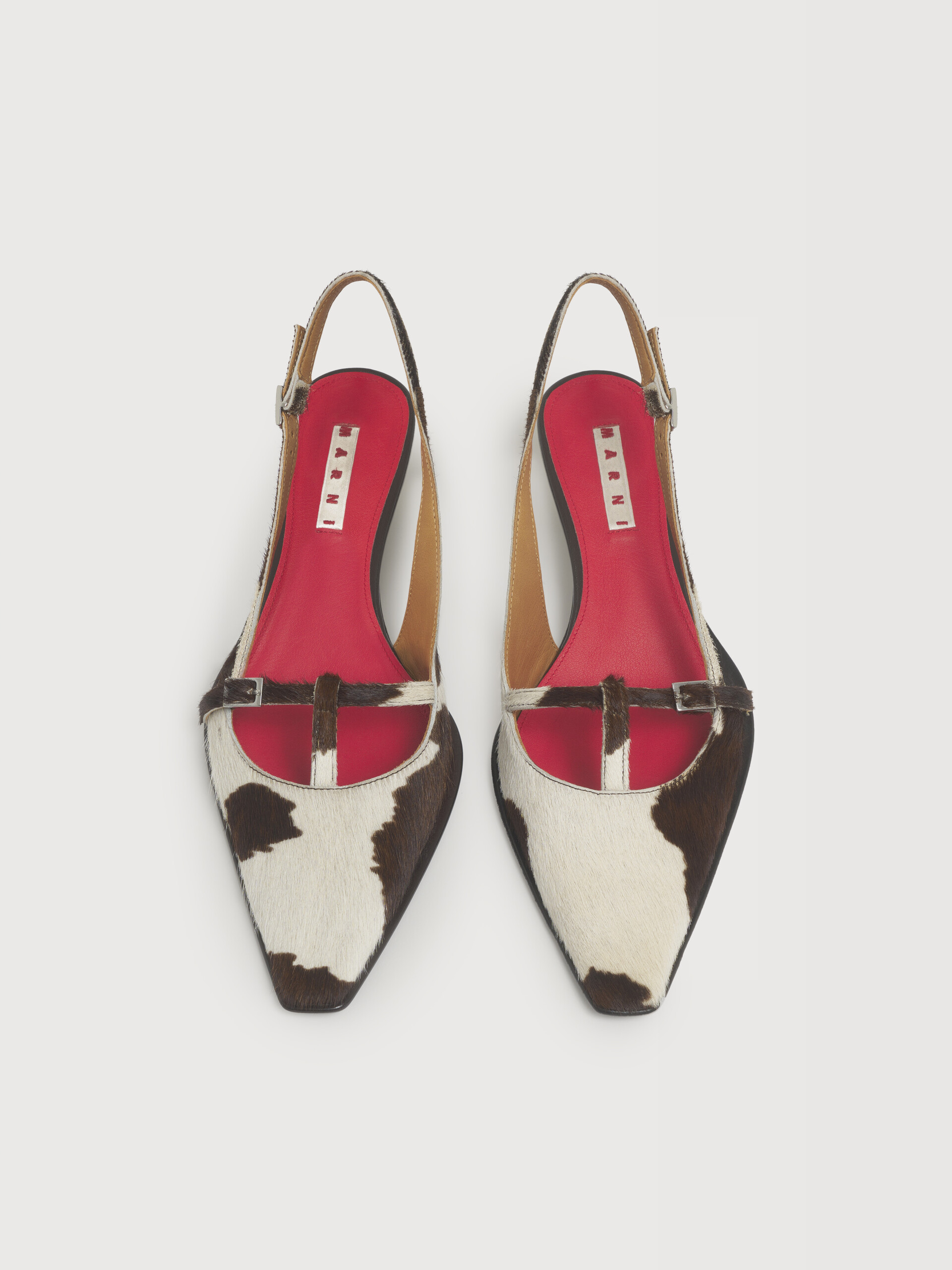 White and brown cow-print ponyhair Katty slingback - Pumps - Image 4