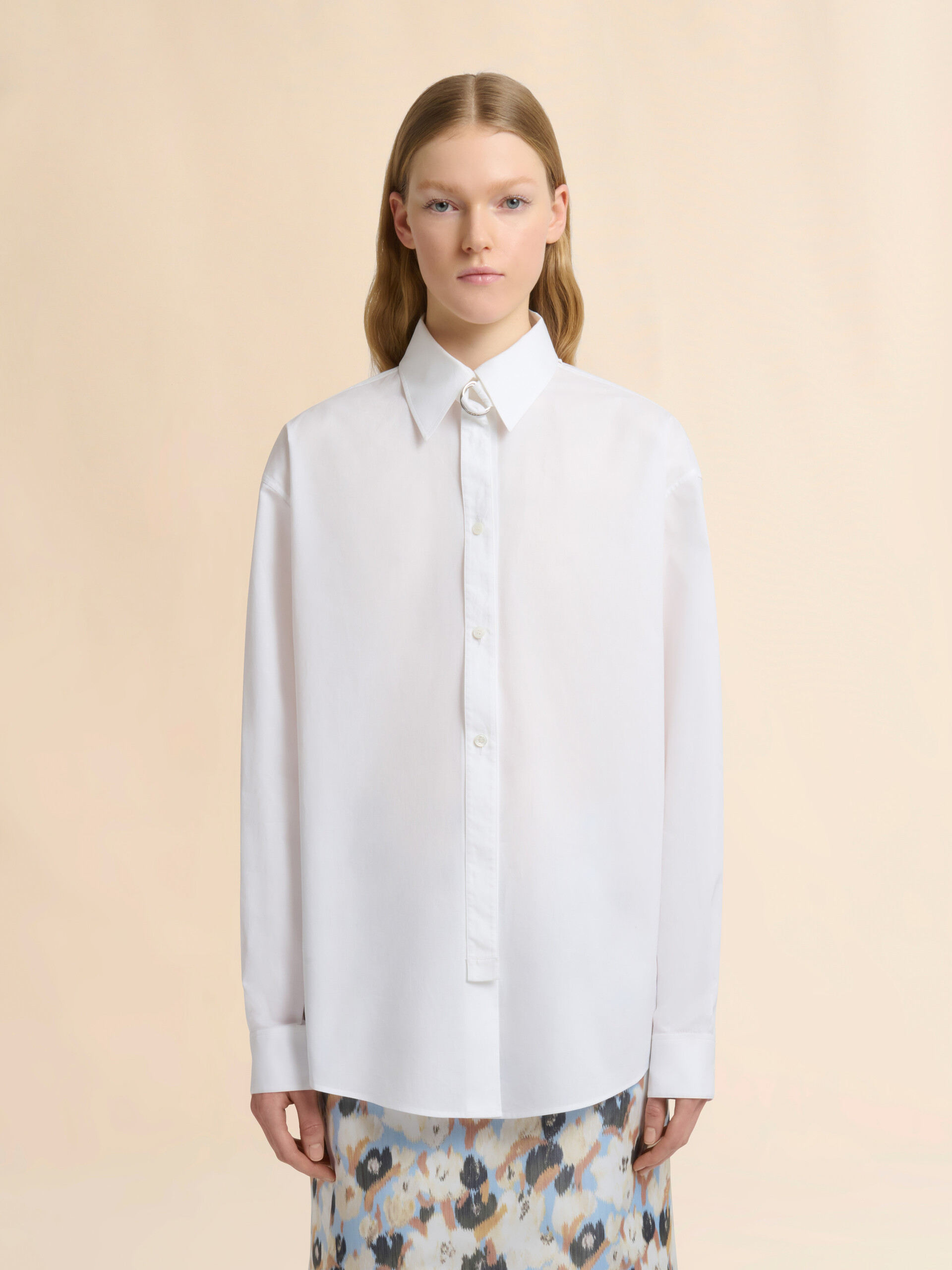 White poplin shirt with D-ring neck strap - Shirts - Image 2