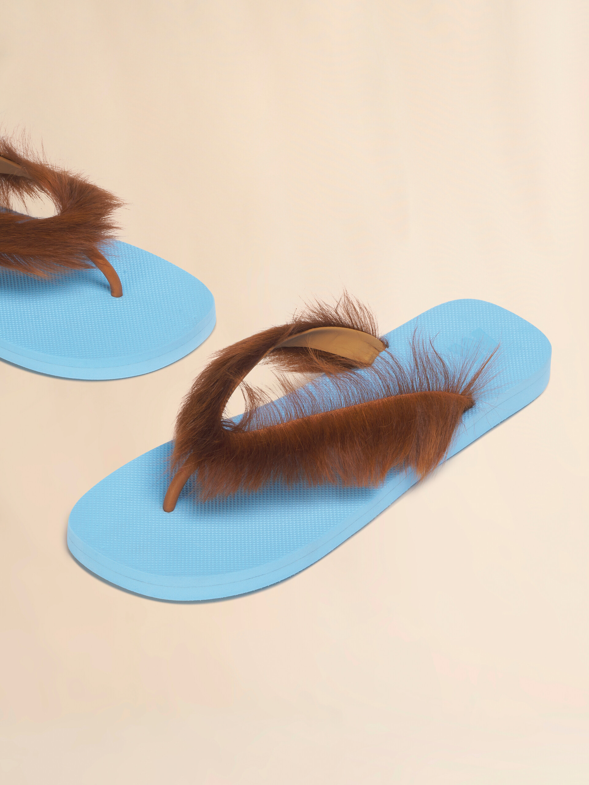 Brown and yellow ponyhair flip-flop - Sandals - Image 5