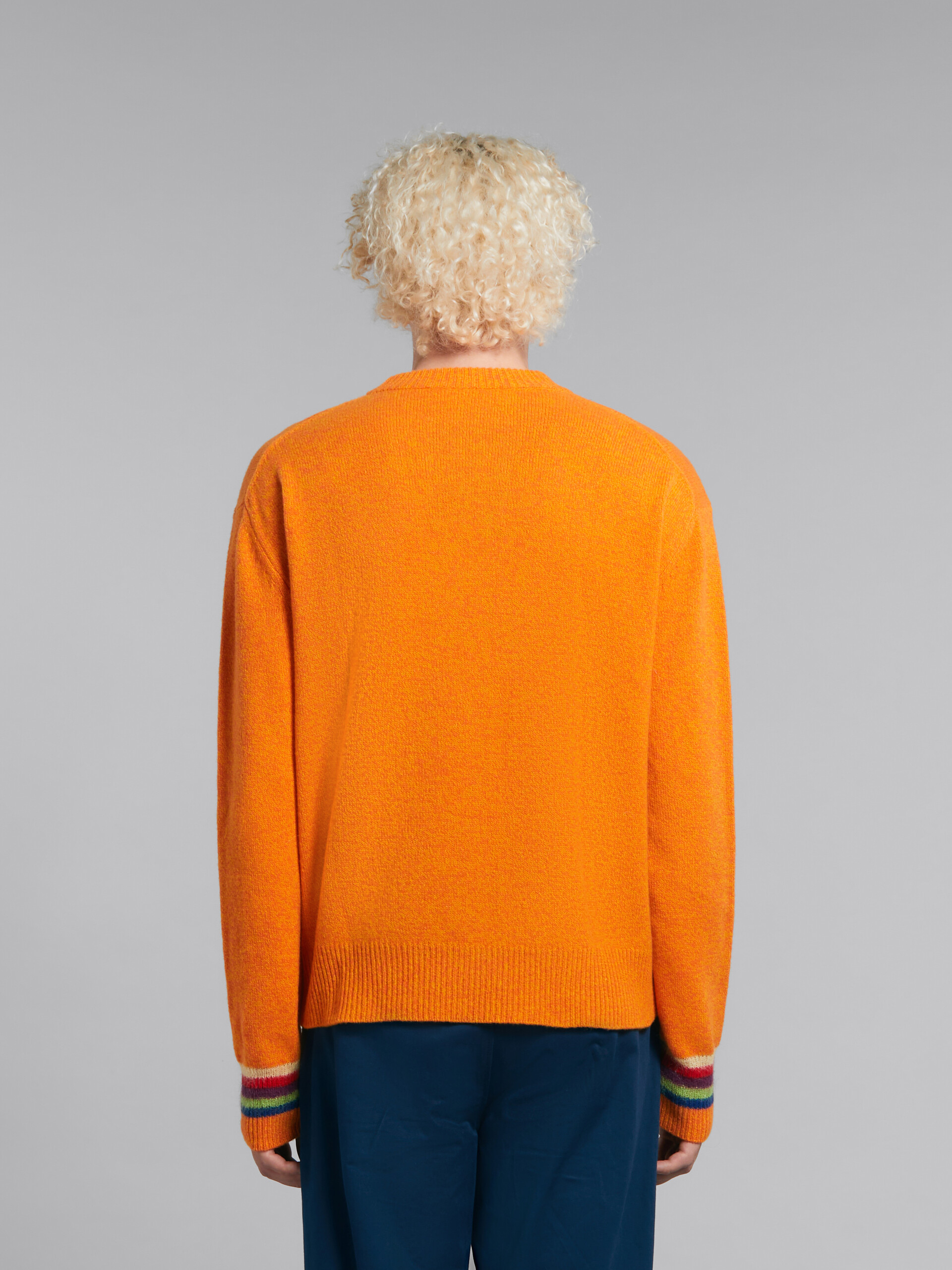 Orange wool jumper with jacquard dragon - Pullovers - Image 3