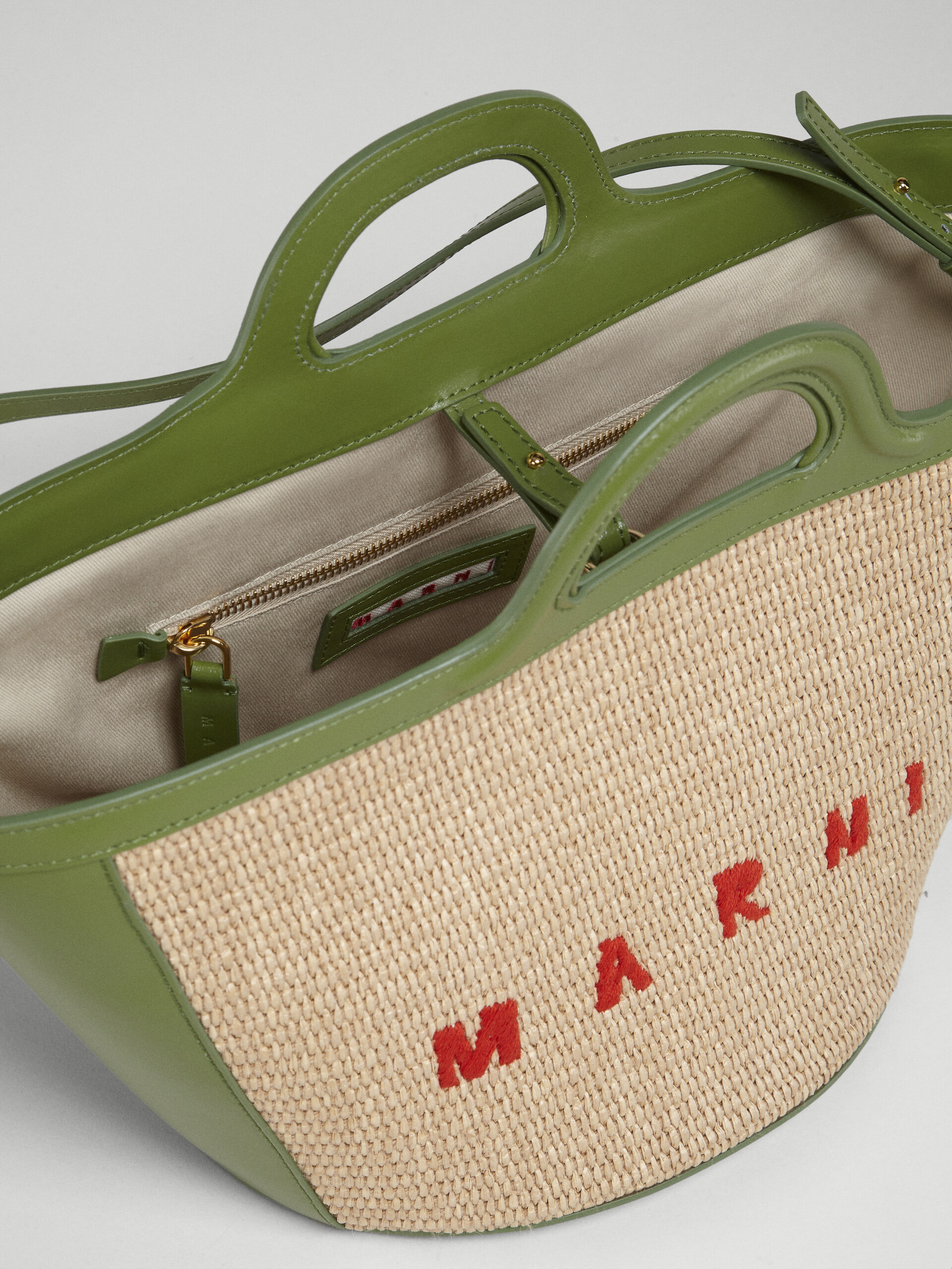 TROPICALIA small bag in green leather and raffia - Handbag - Image 4
